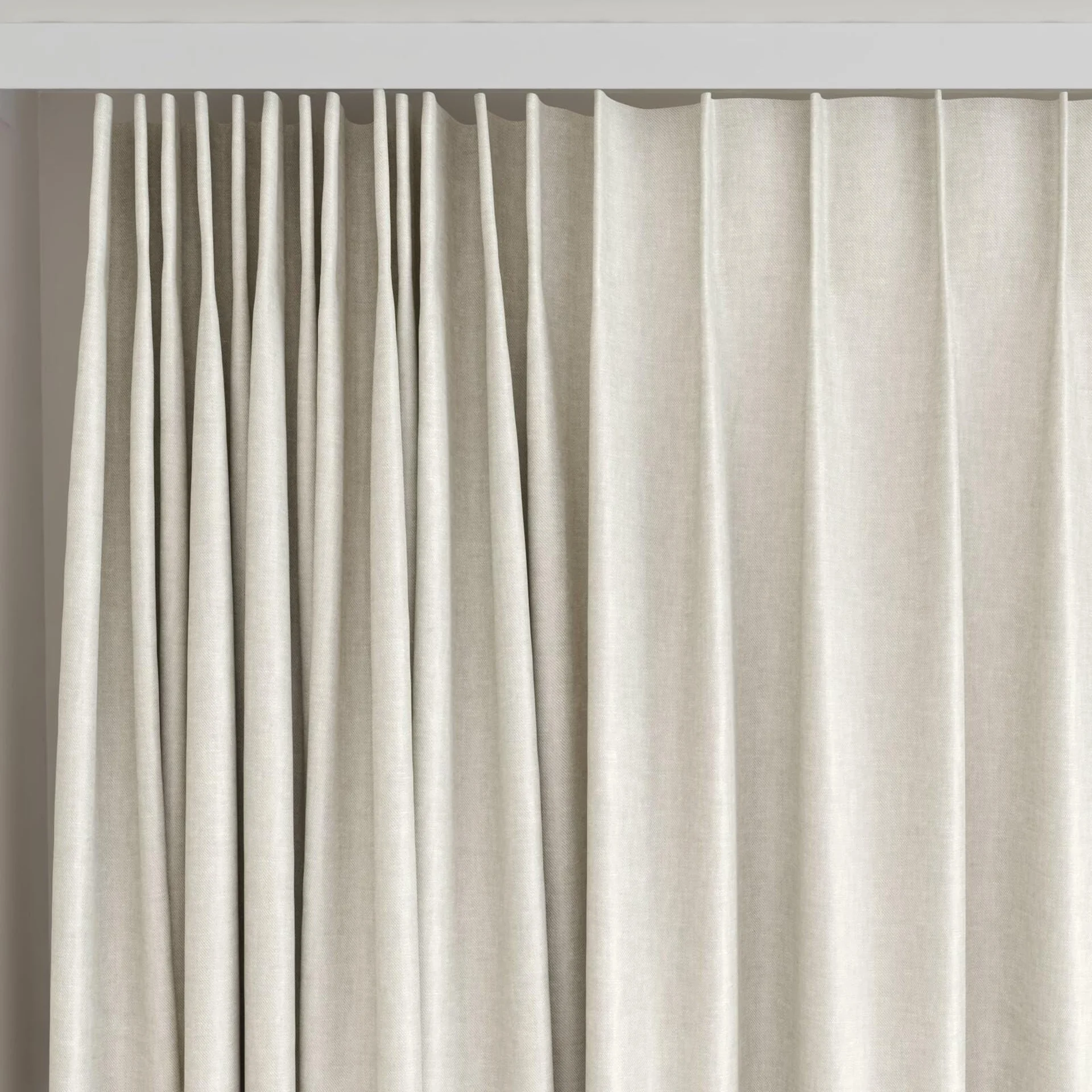 Top view of Glamour Wool, on curtain rail
