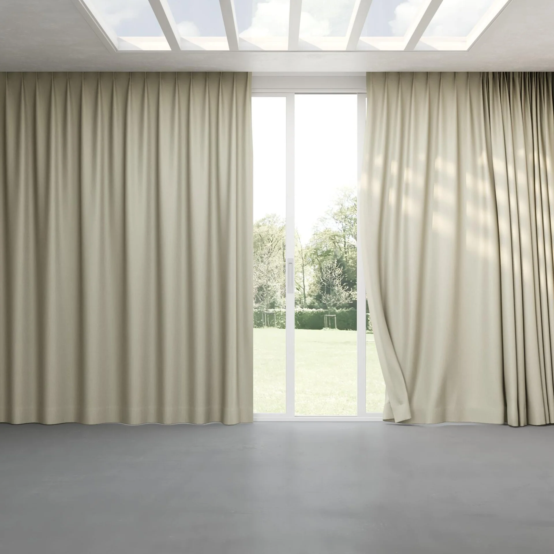 Full view of Kyoto Pistachio, pinch pleat