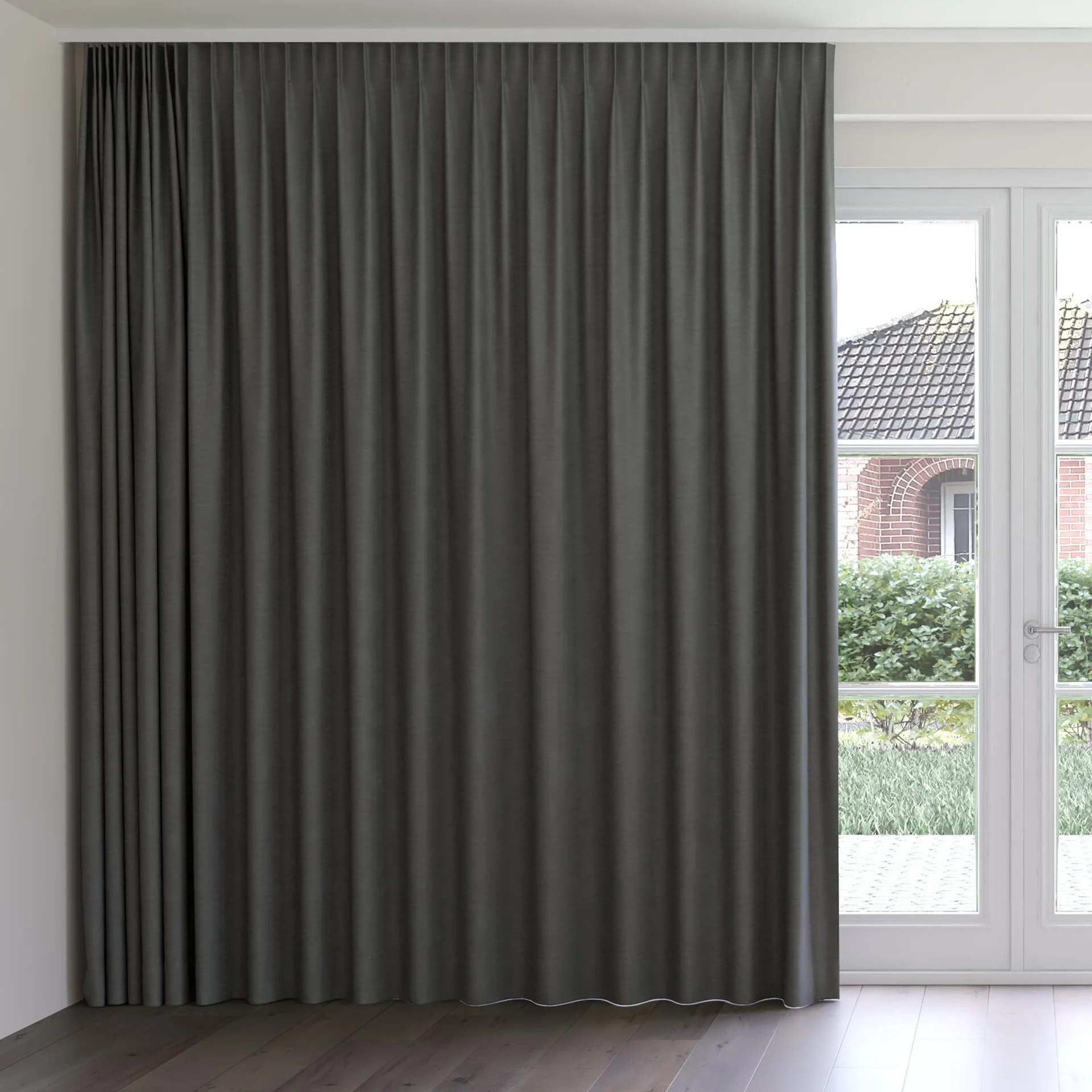 Front view of Borneo Uncoated Charcoal, on curtain rail