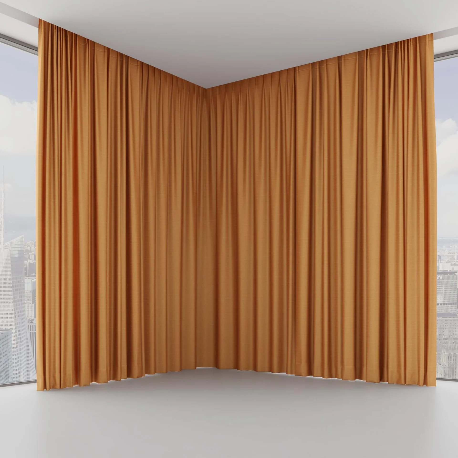 Front view of Silky Silky Terracotta, on hidden rail