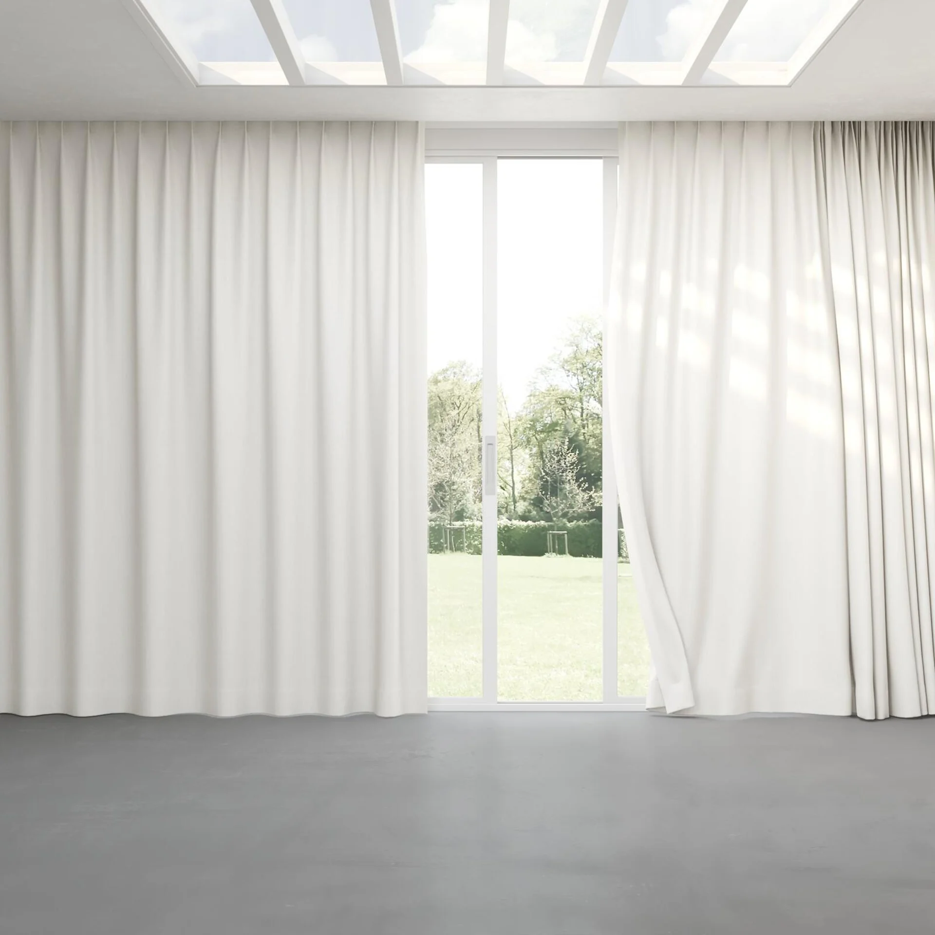 Full view of Cordoba Ivory, pinch pleat