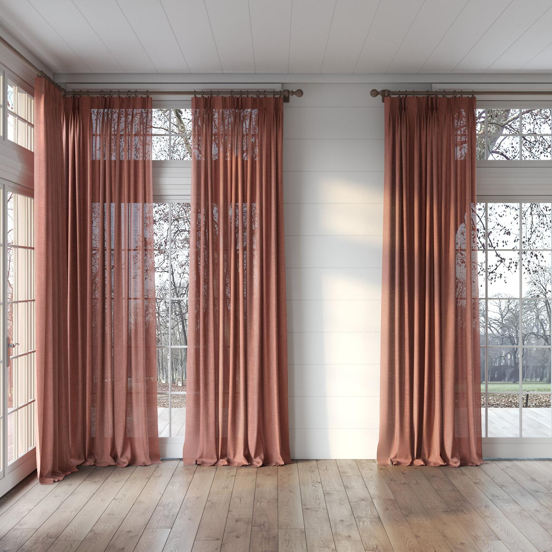 Full view of Motion Brick, puddled, on curtain rod