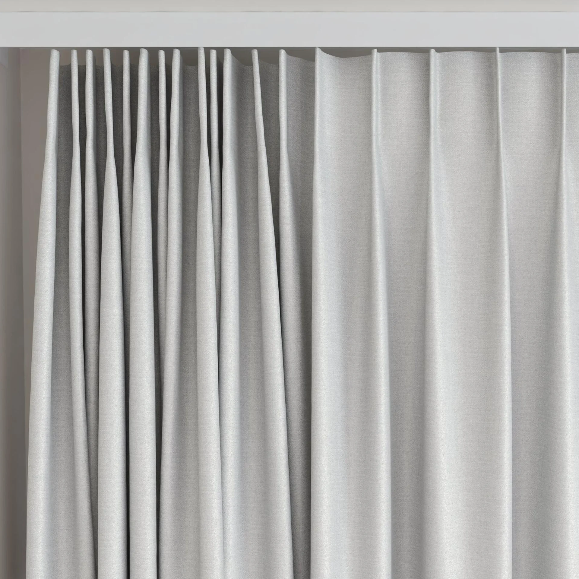 Top view of Eclipse Blackout Silver, on curtain rail