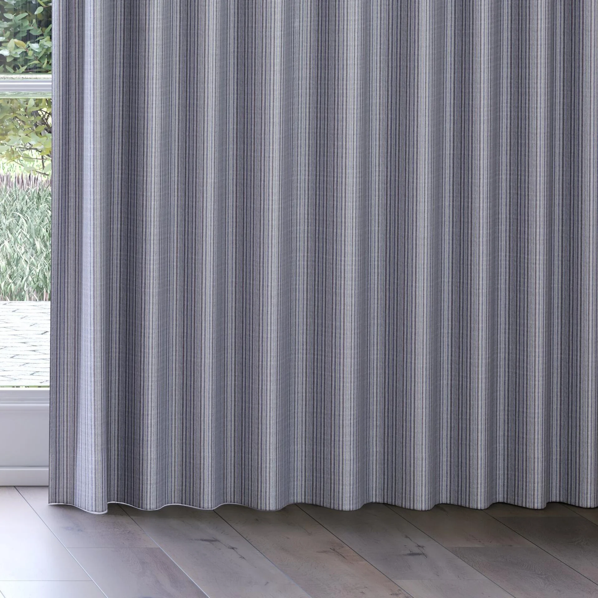 Bottom view of Oviedo Azure, on curtain rail
