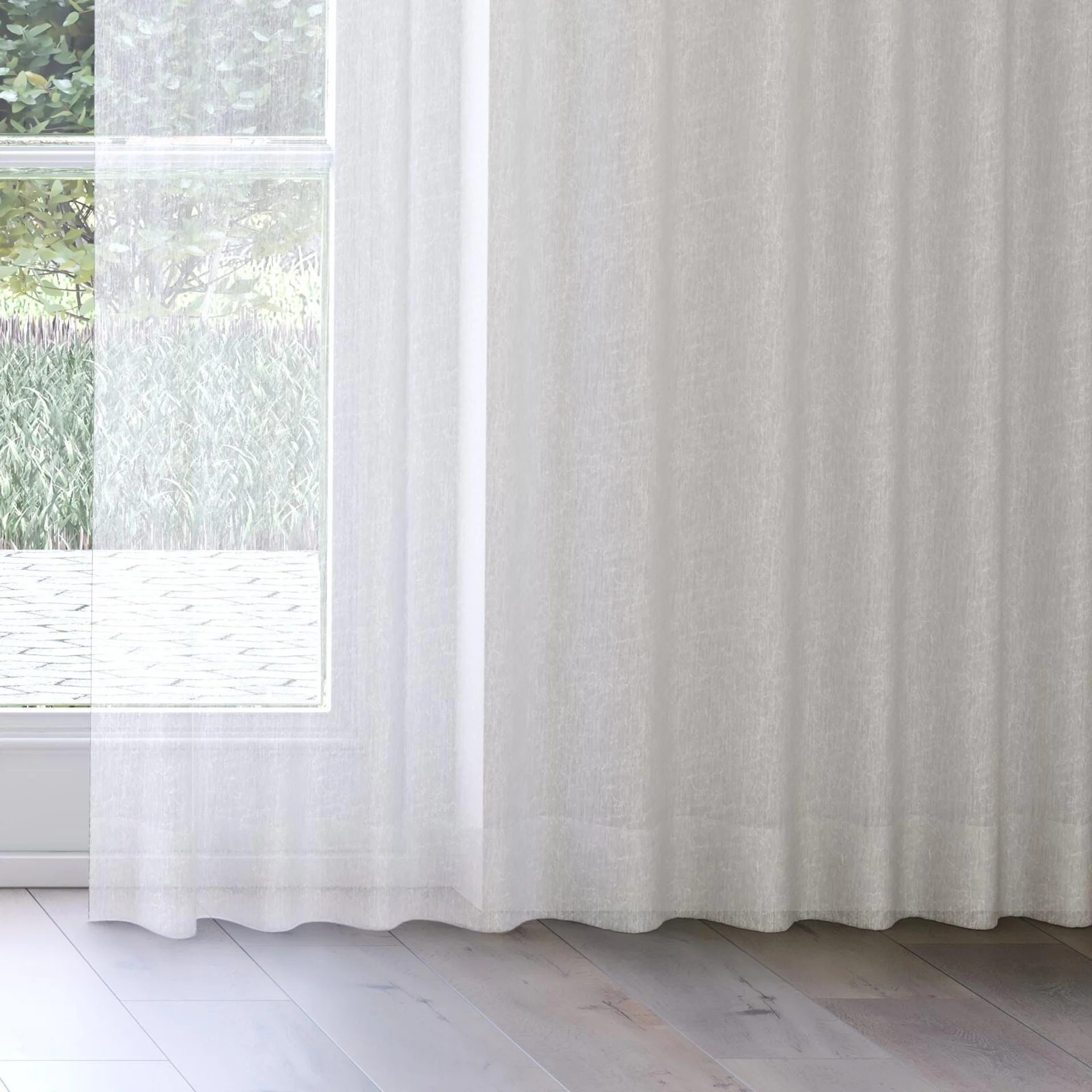 Bottom view of Vapour Pearl, on curtain rail