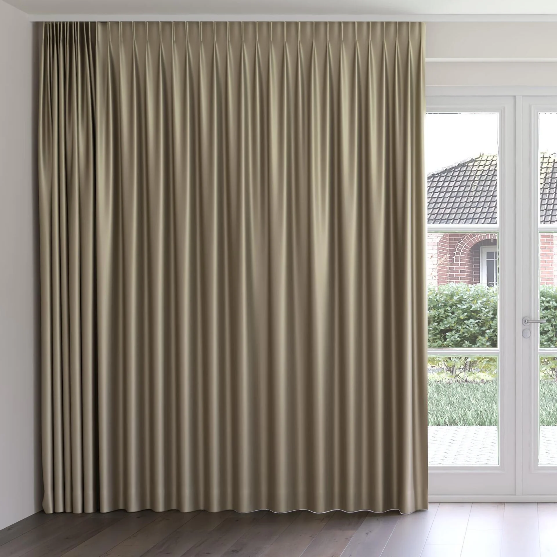 Front view of North Face Seagrass, on curtain rail