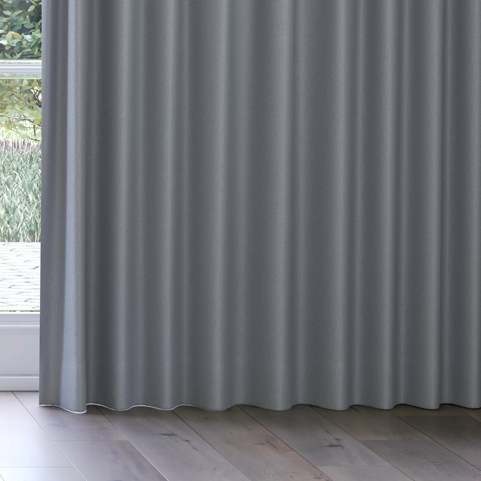 Bottom view of Infinite French Blue, on curtain rail