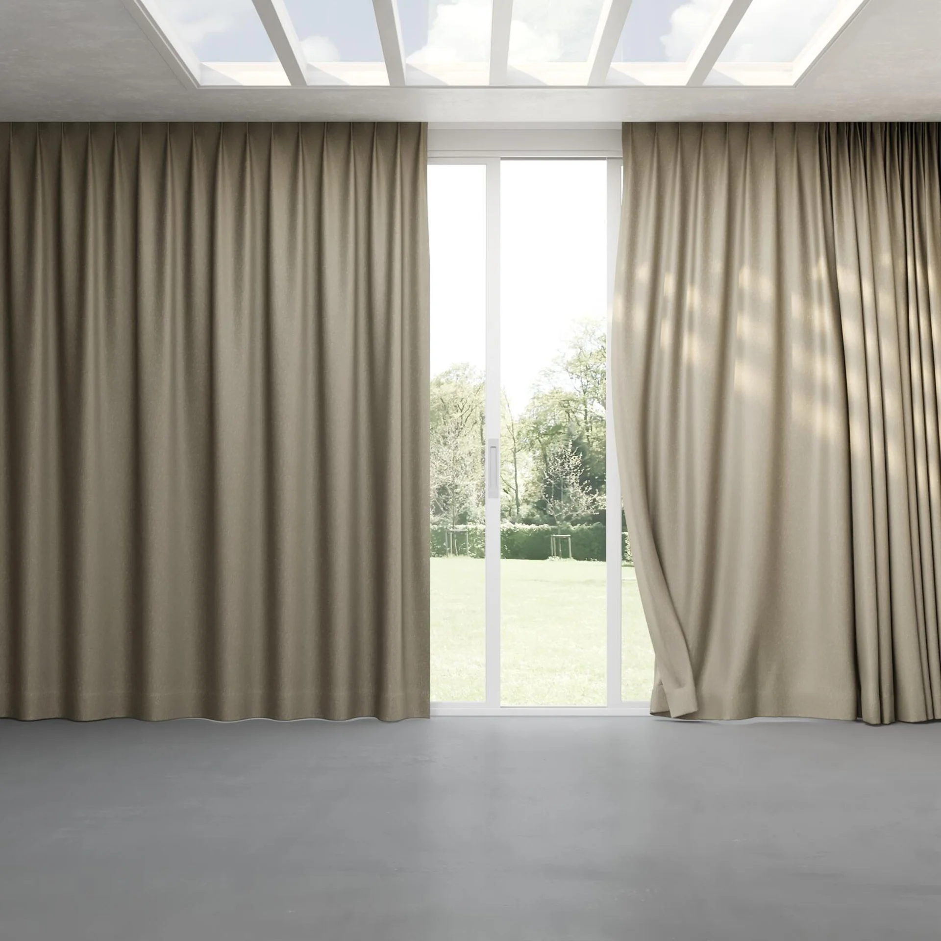 Full view of Rewind Chinchilla, pinch pleat