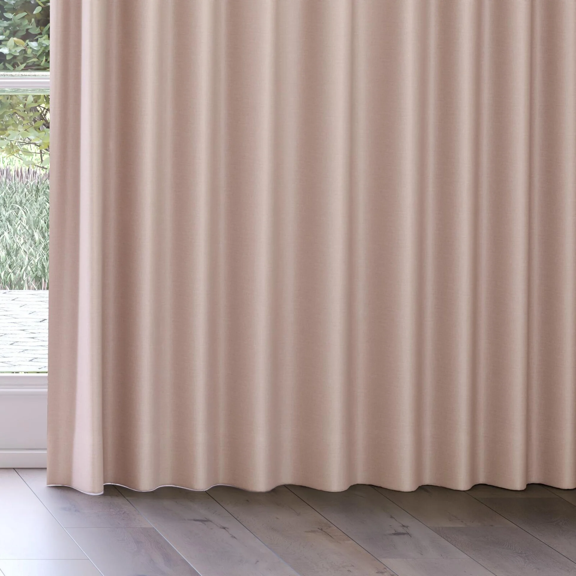 Bottom view of Urban Blush, on curtain rail