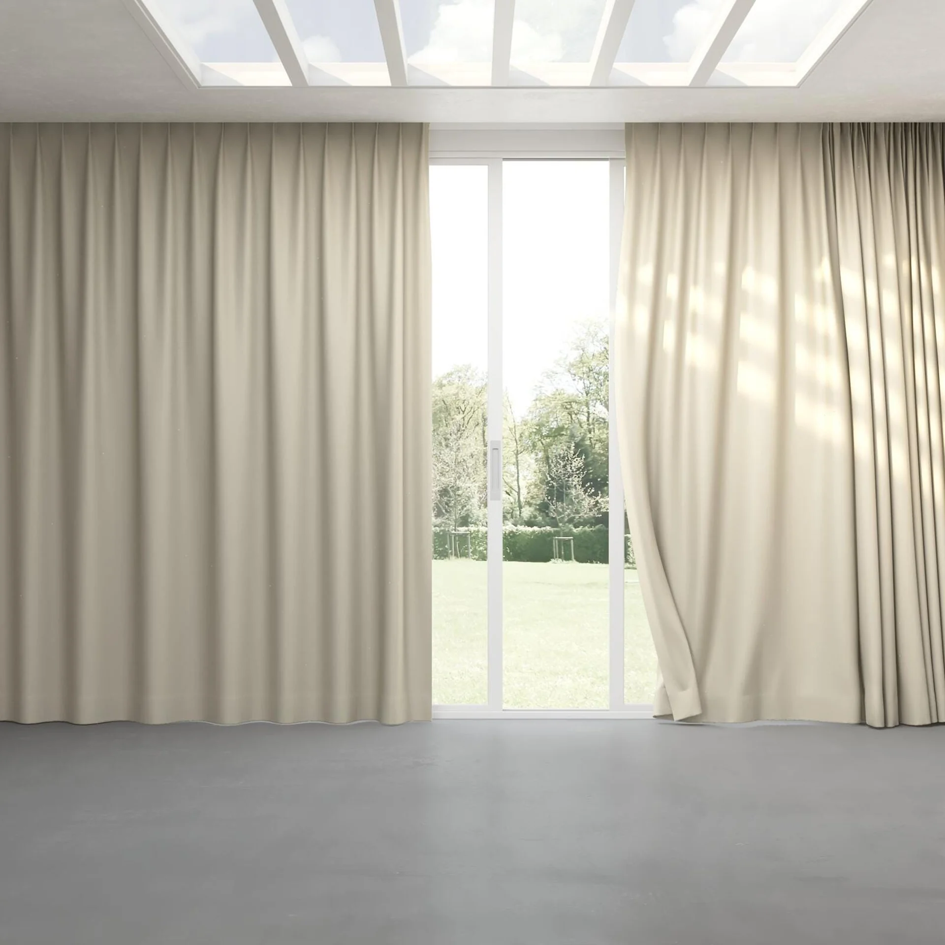 Full view of Excel Champagne, pinch pleat