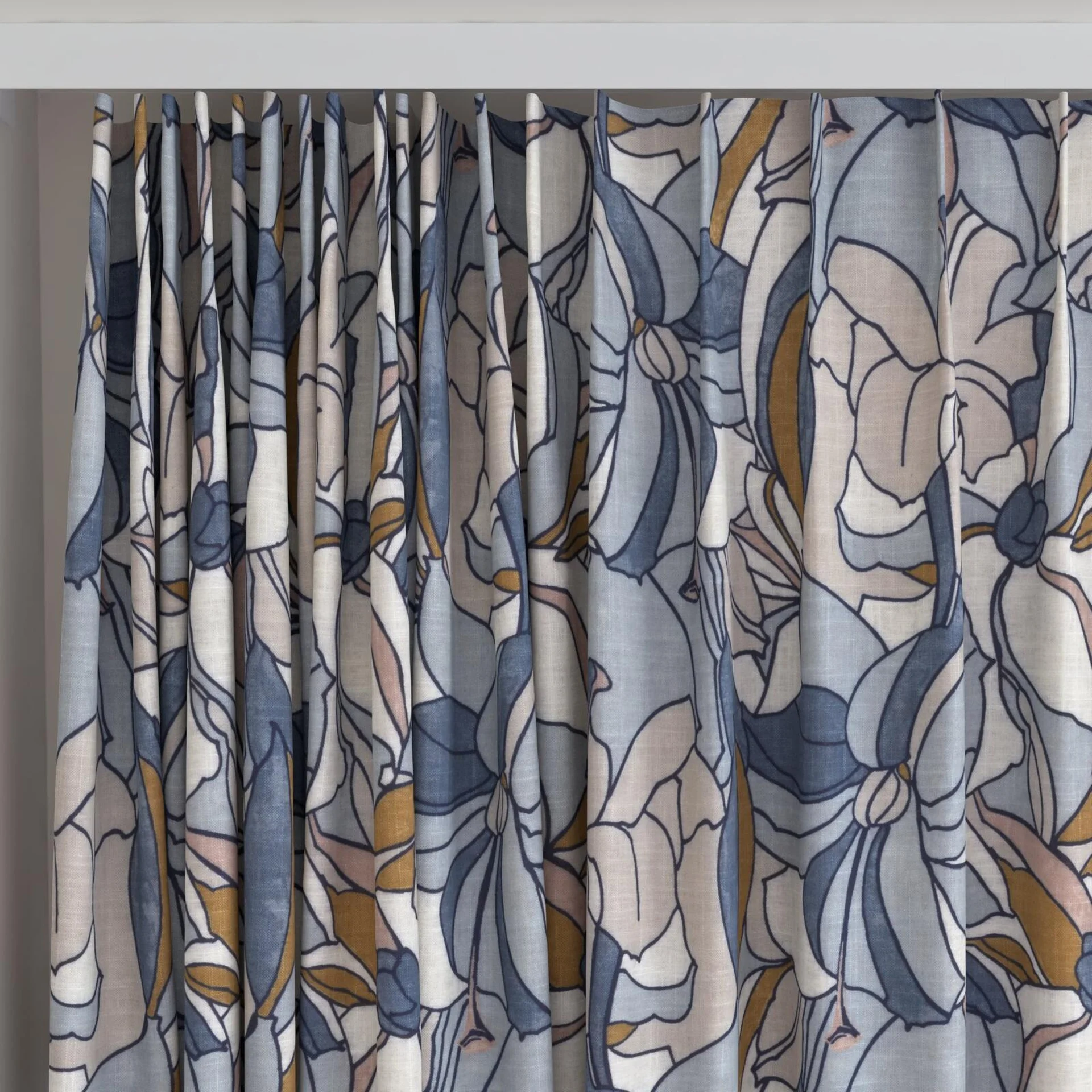 Top view of Lilium Sky, on curtain rail