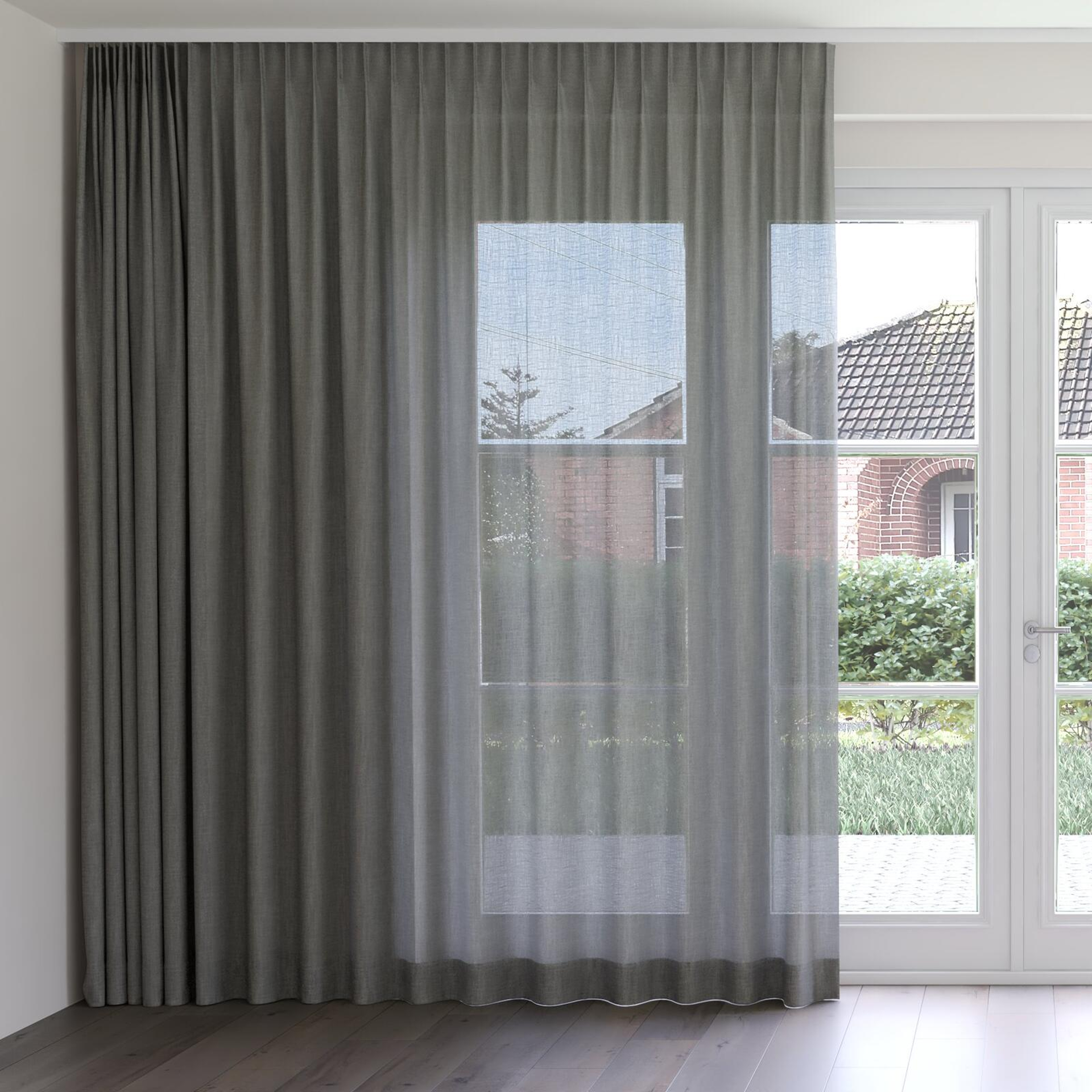 Front view of Motion Ash, on curtain rail