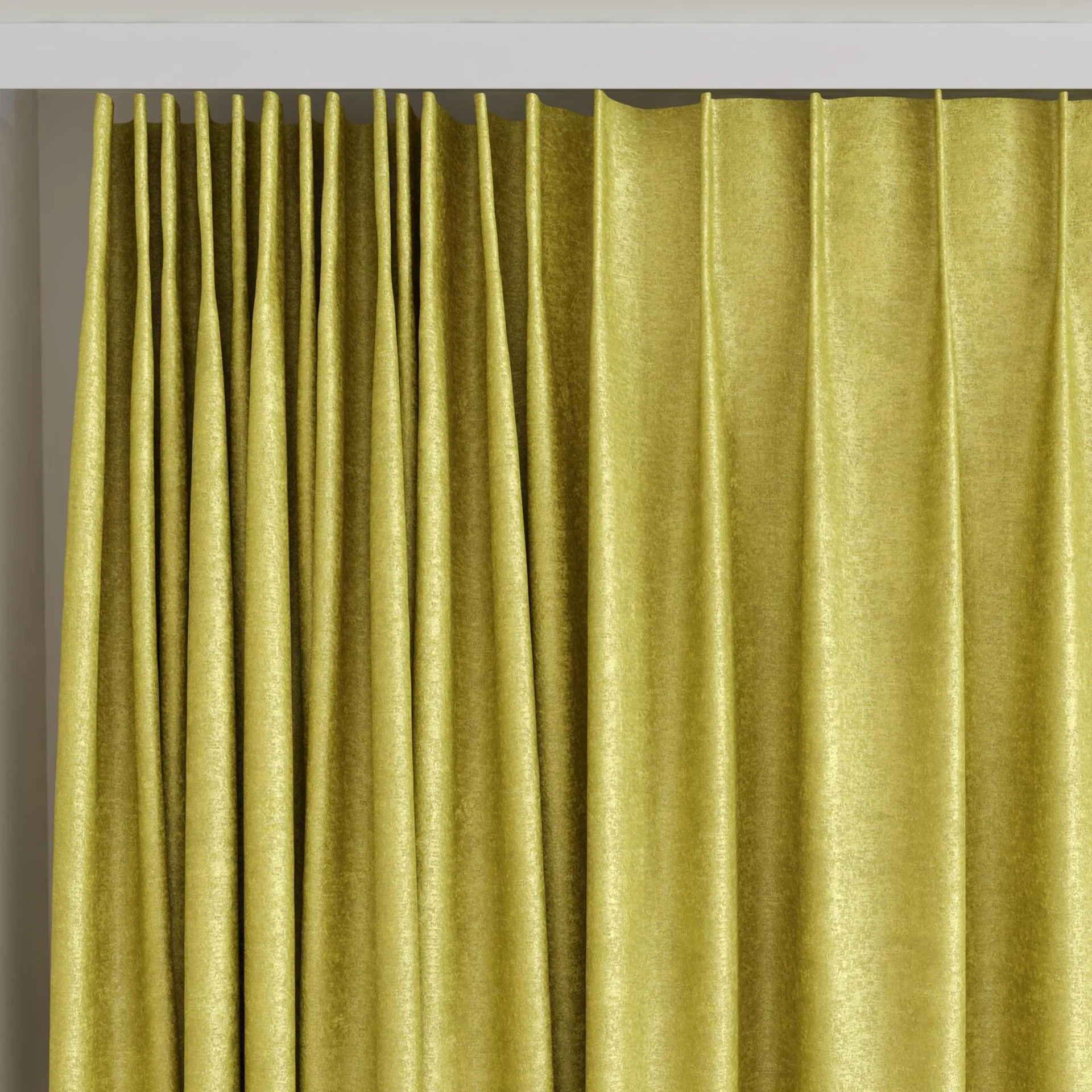 Top view of Hug Chartreuse, on curtain rail