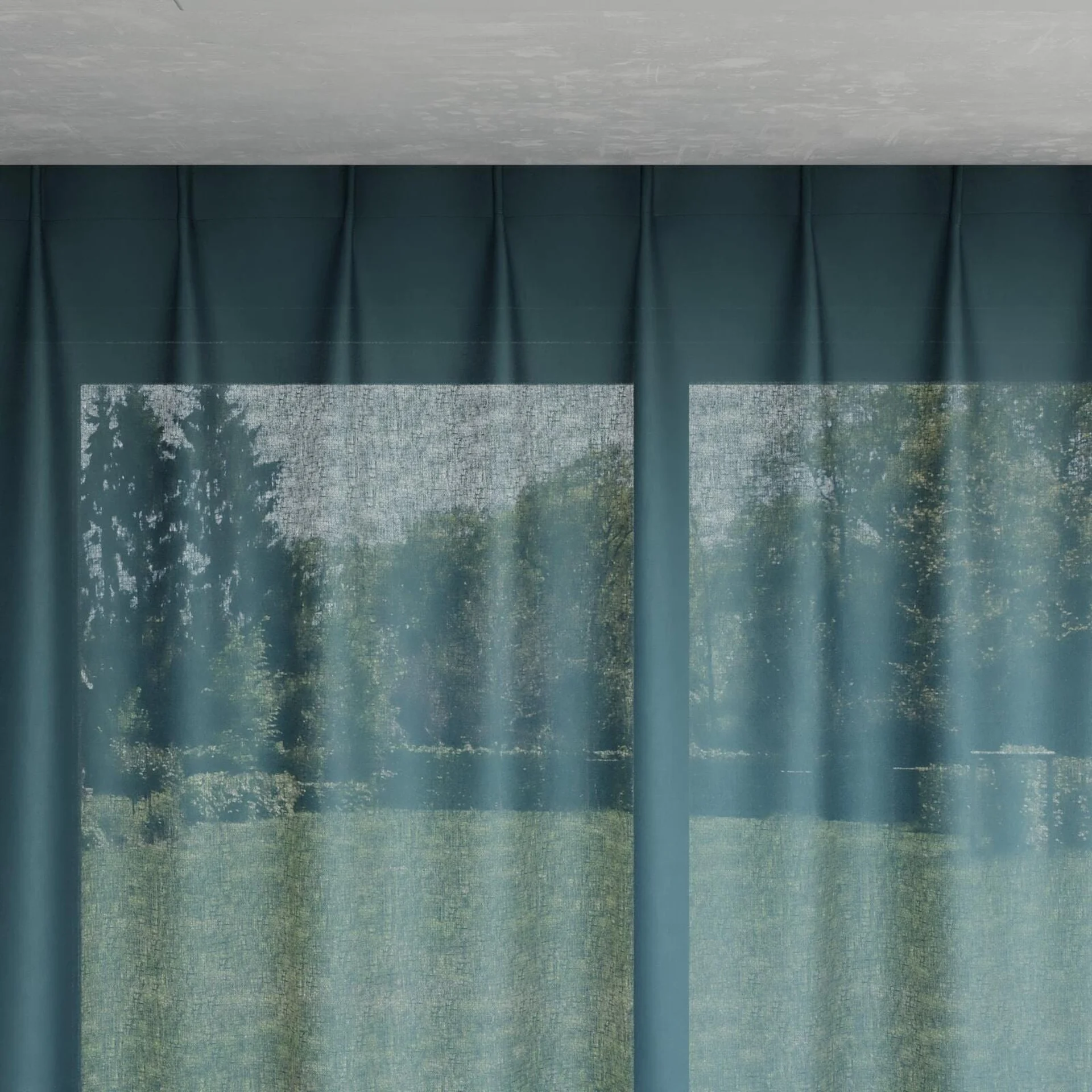 Top view of Linen Sanctuary, pinch pleat