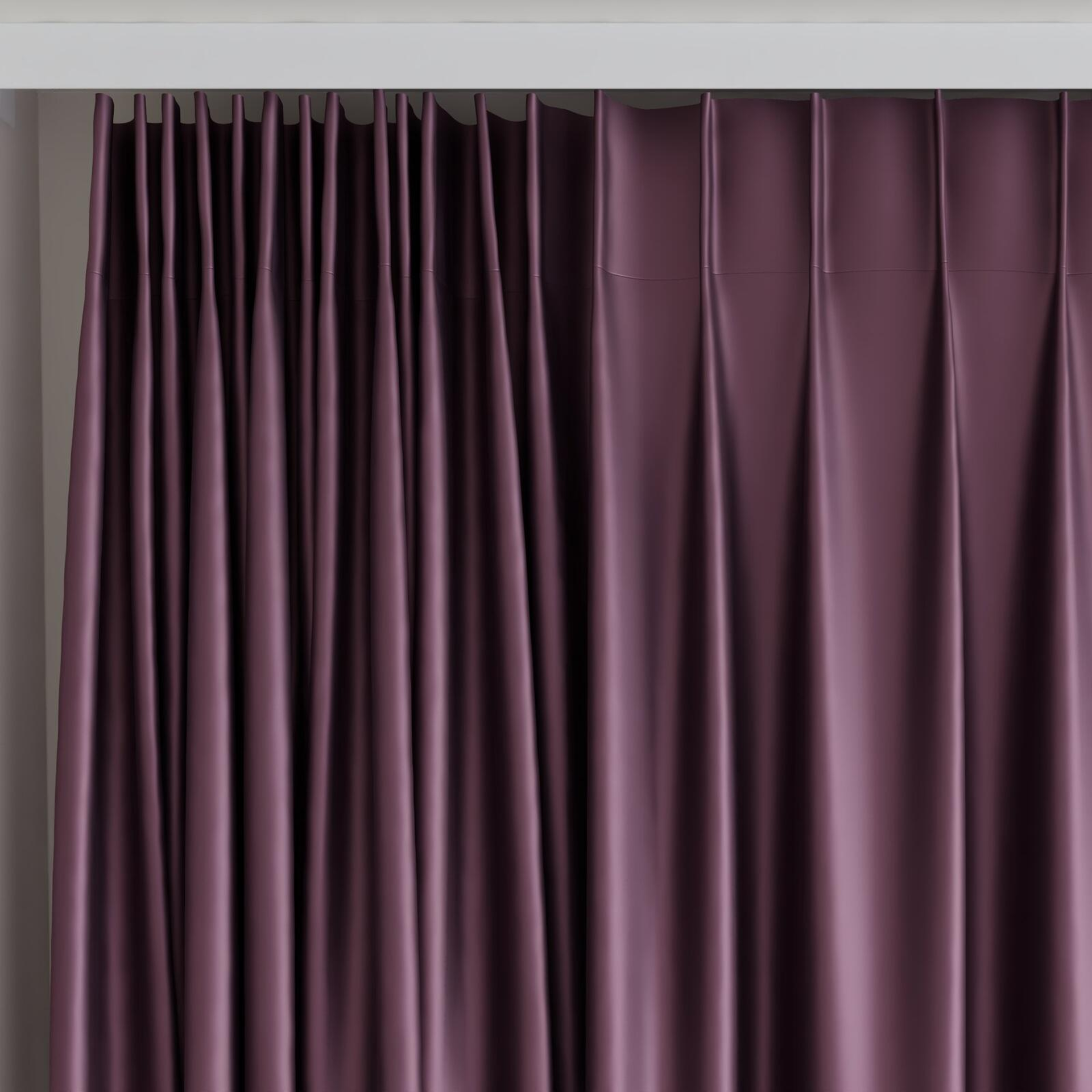 Top view of Moonbeam Eggplant, on curtain rail