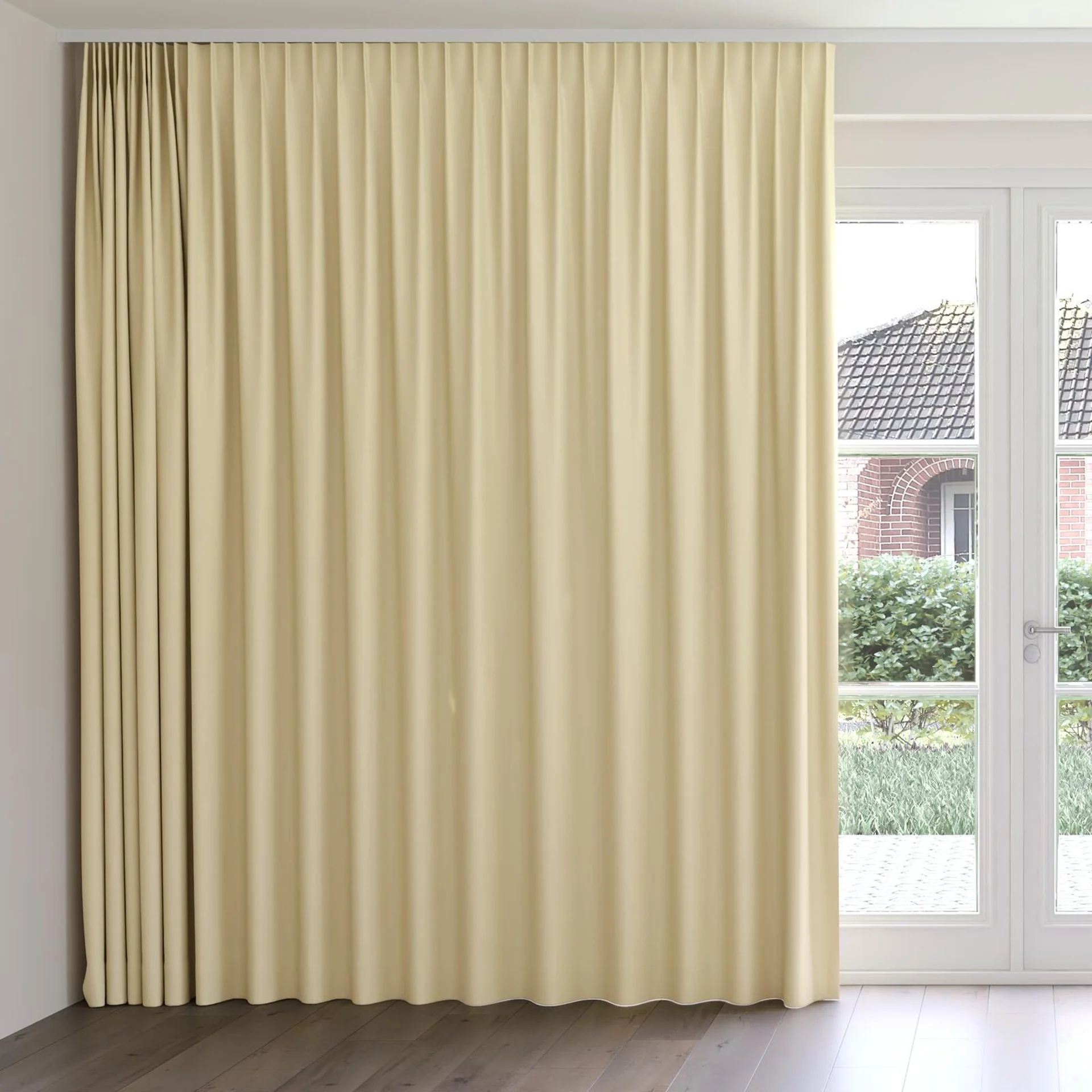 Front view of Blockbuster Putty, on curtain rail