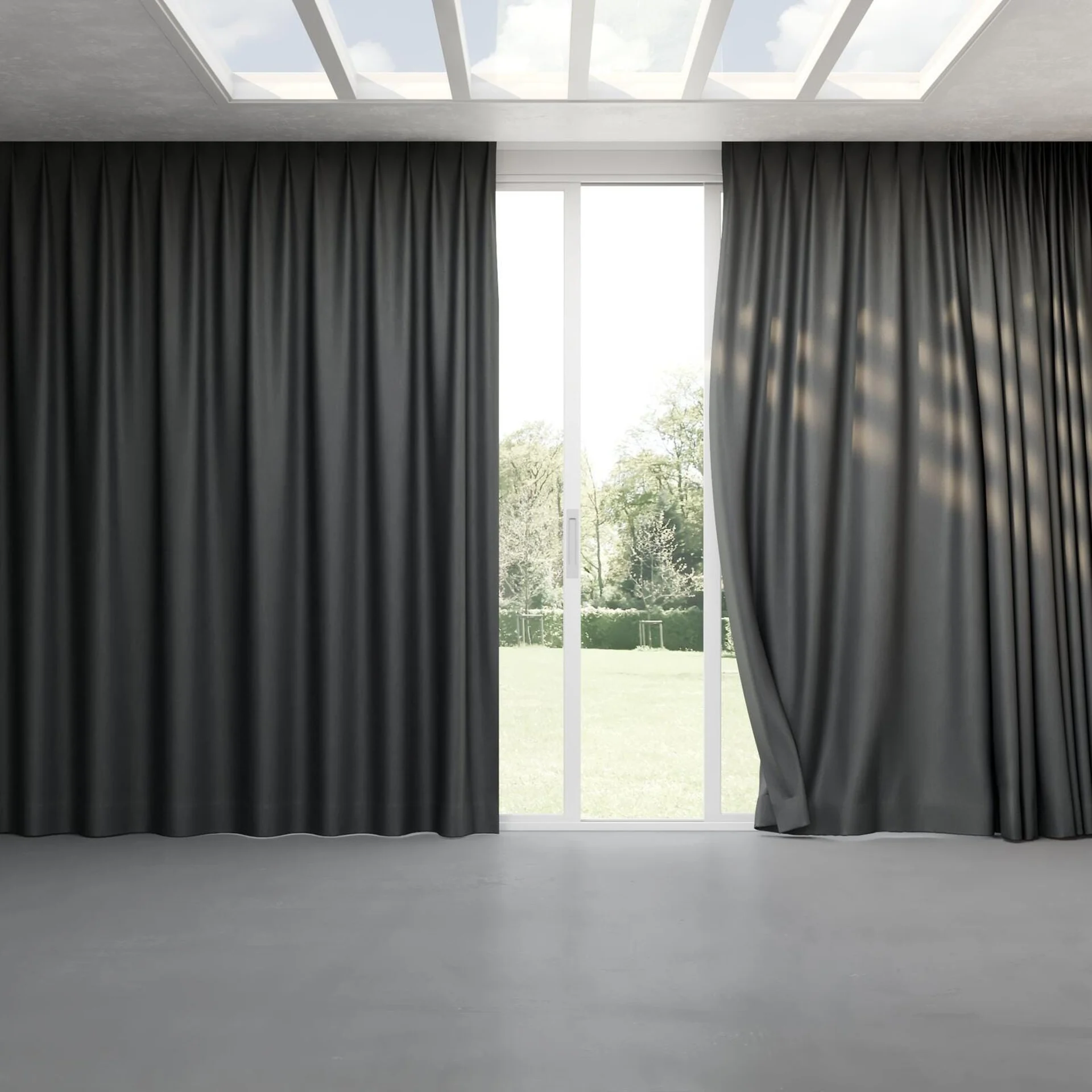 Full view of Matrix FR Gunmetal, pinch pleat