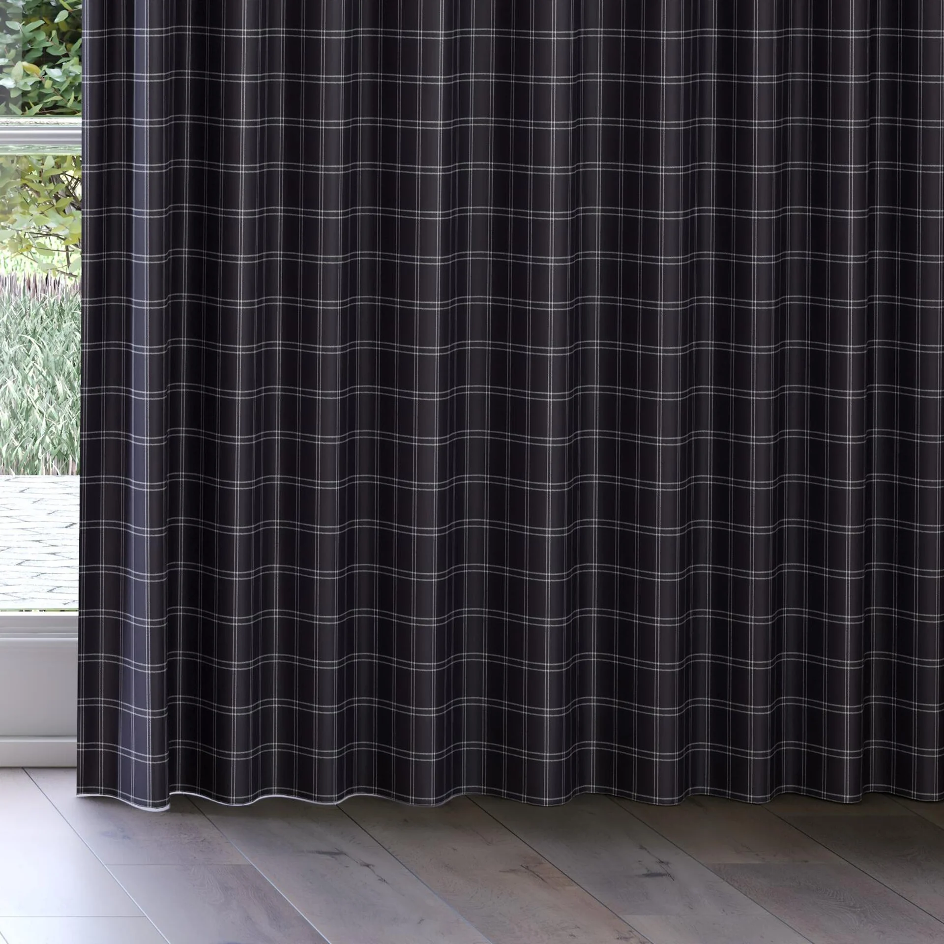 Bottom view of Southport Black, on curtain rail