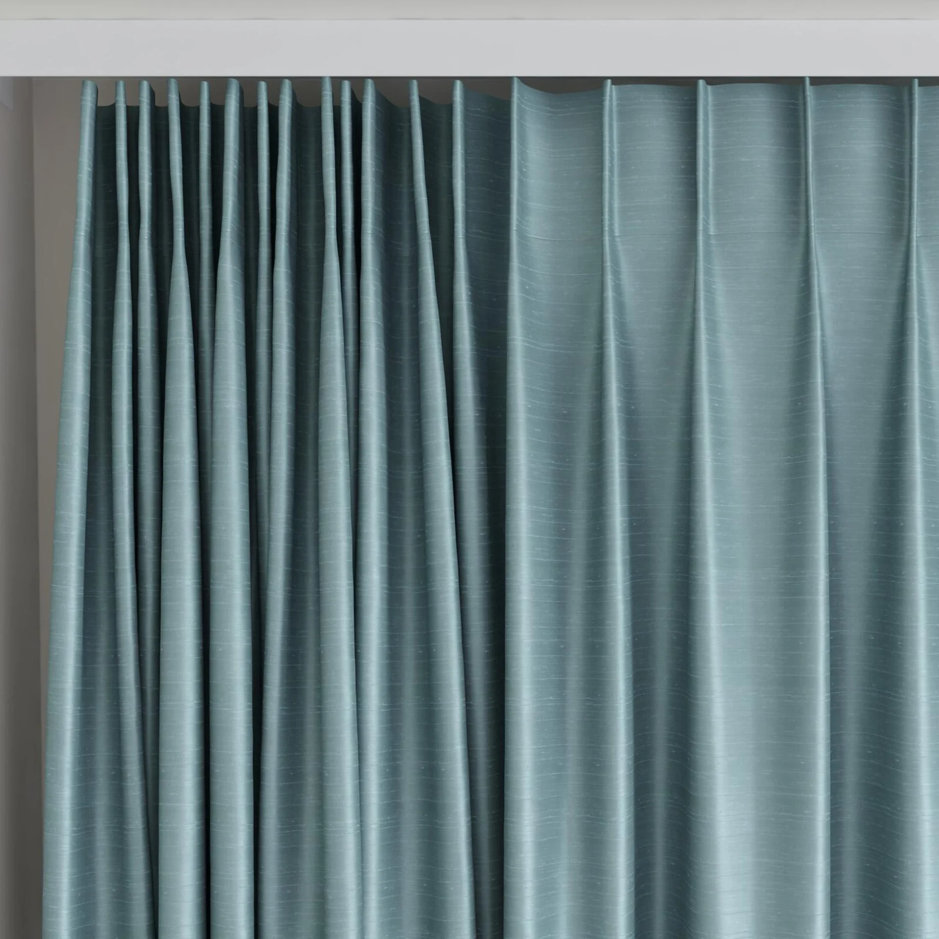 Top view of Silky Artic, on curtain rail