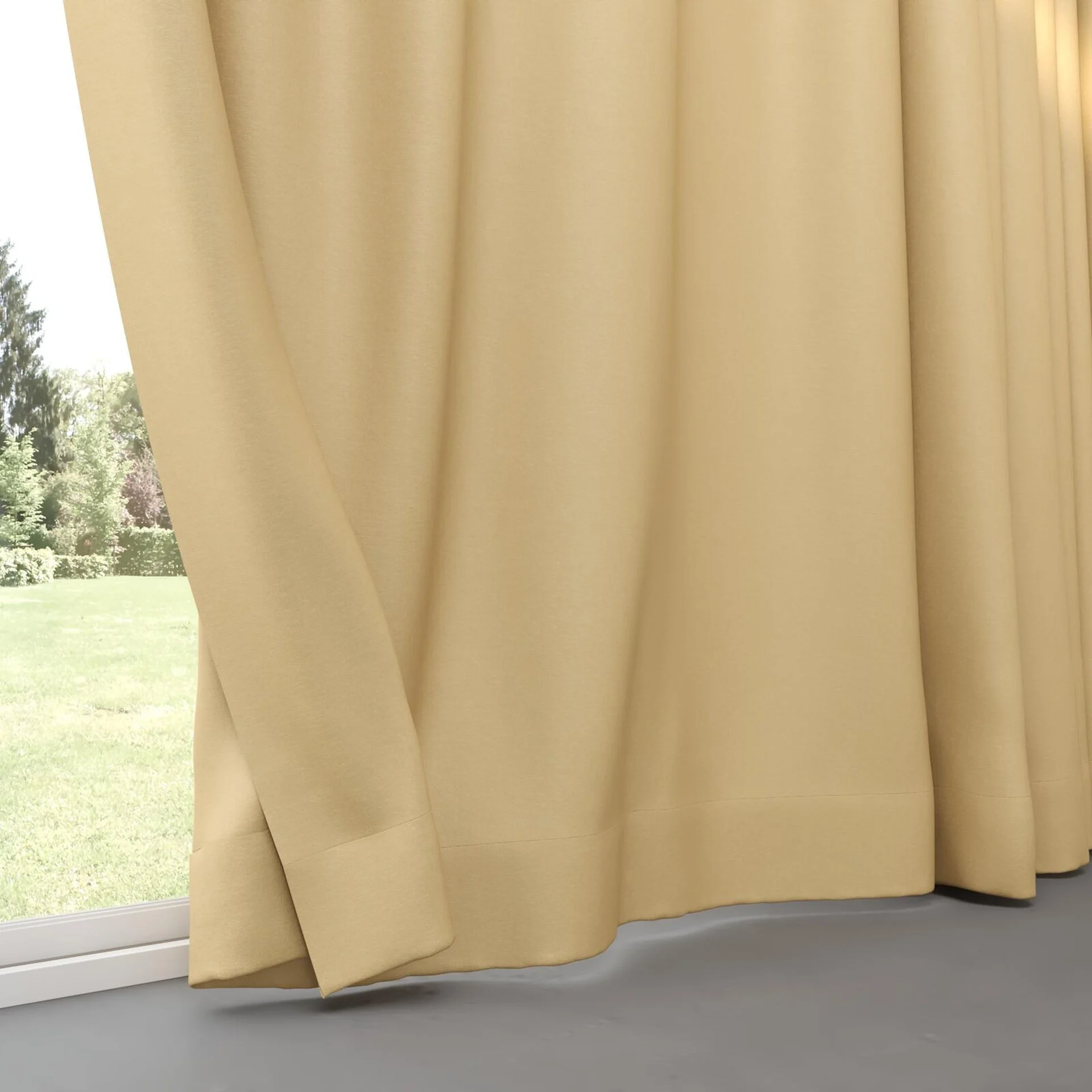 Bottom view of Brugge Butterscotch, pinch pleat