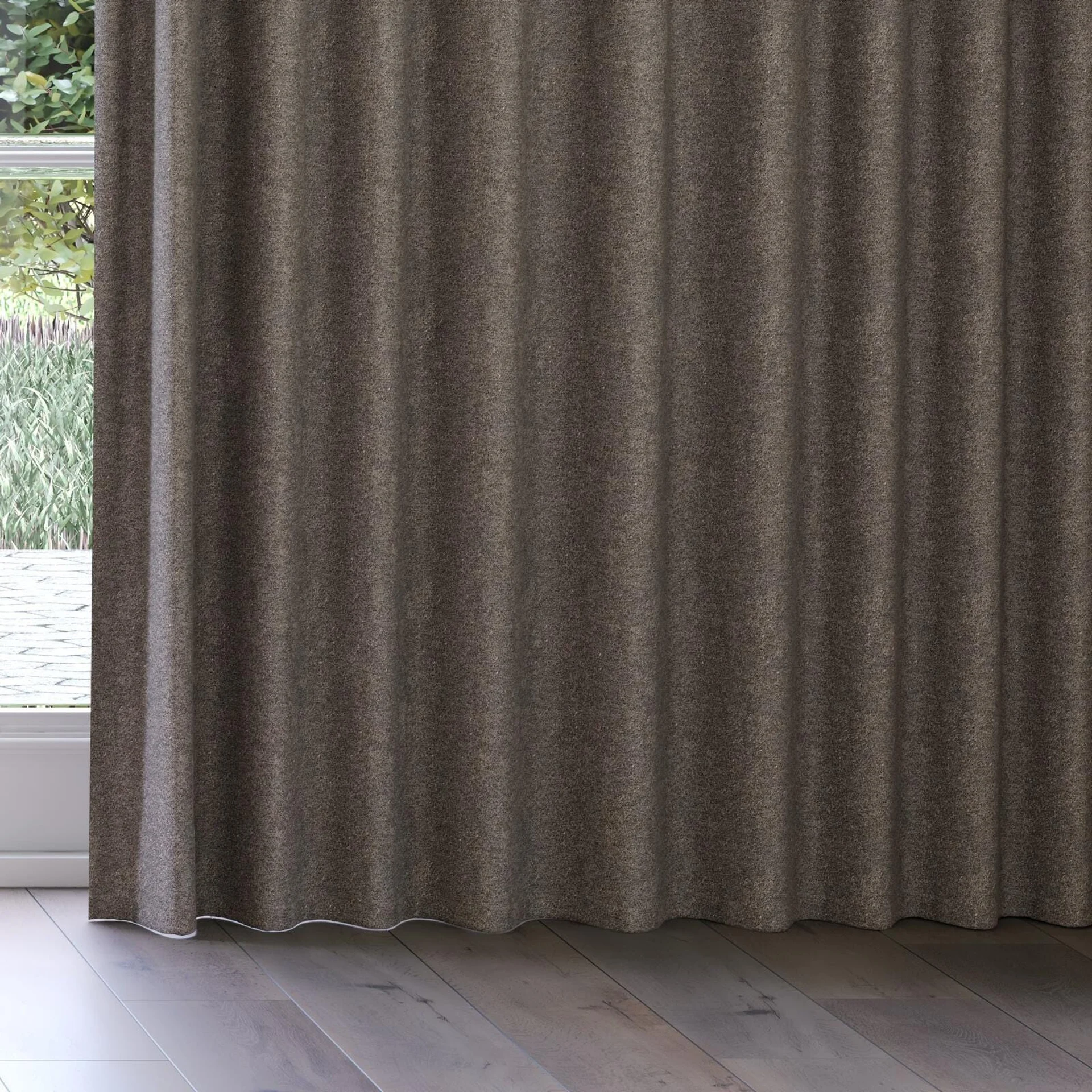 Bottom view of Metallique Pewter, on curtain rail