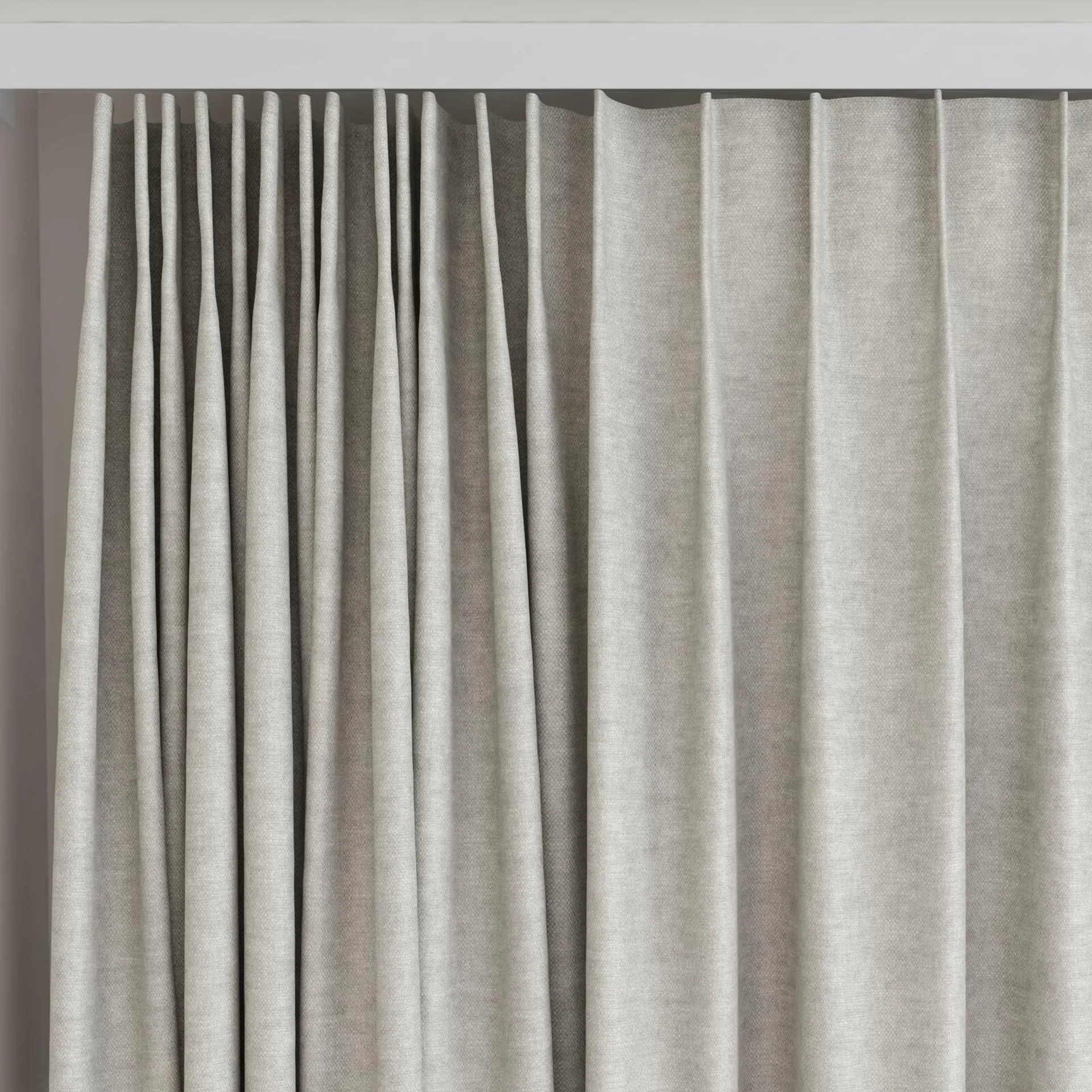 Top view of Colourwash Fog, on curtain rail