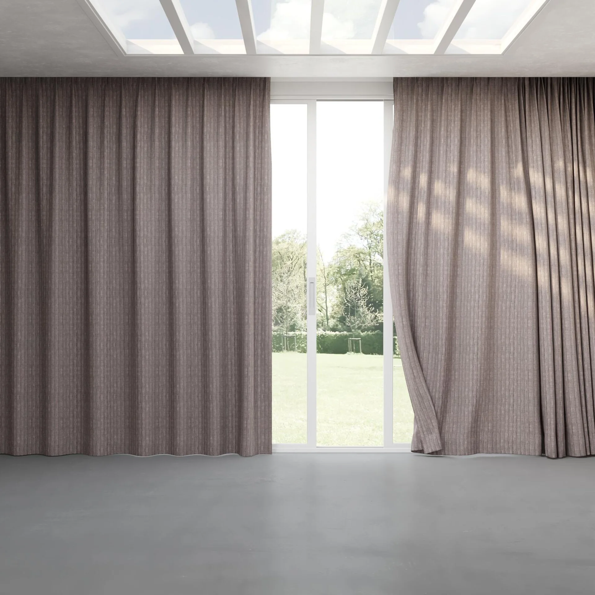 Full view of Iconic Chinchilla, pinch pleat