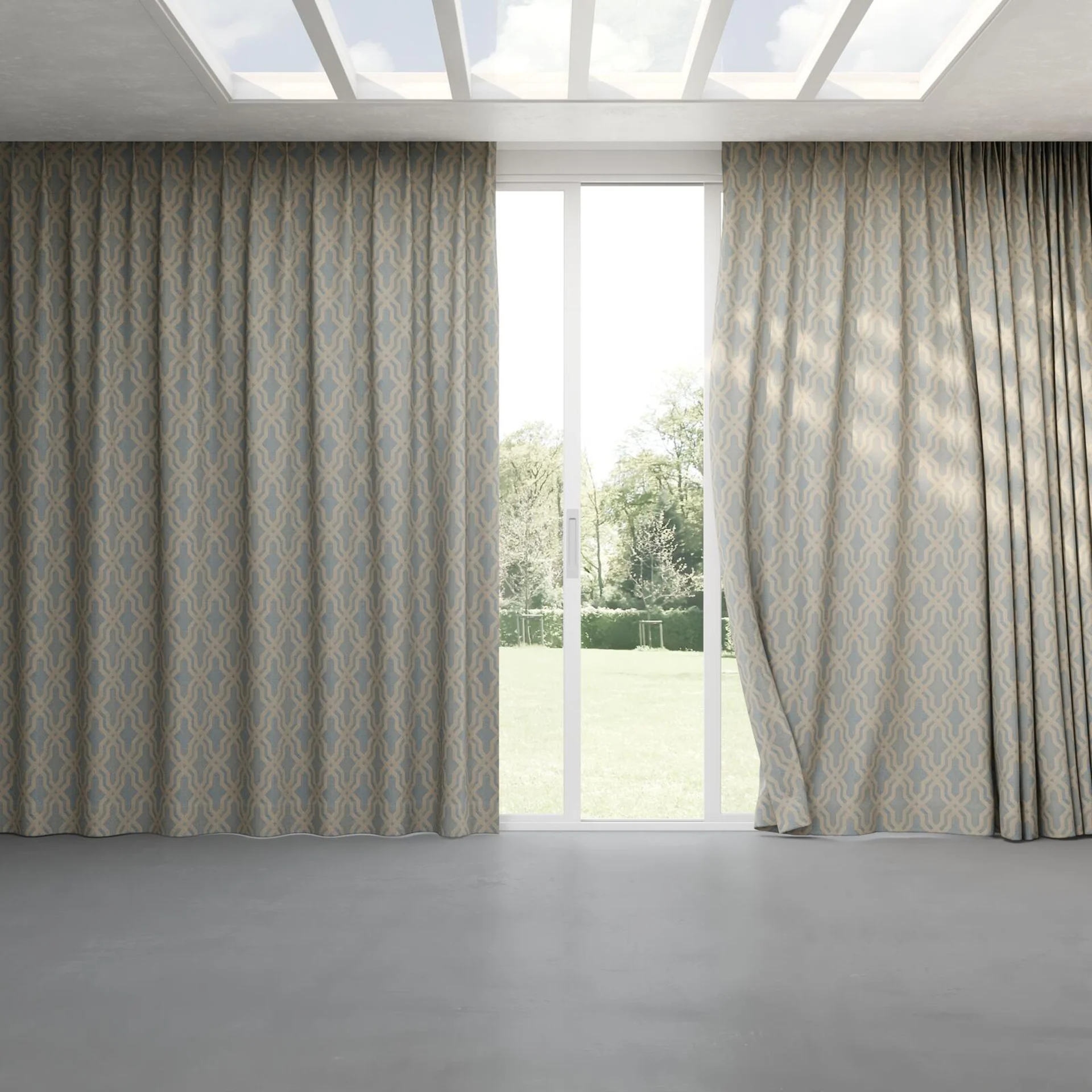 Full view of Modus Sky, pinch pleat