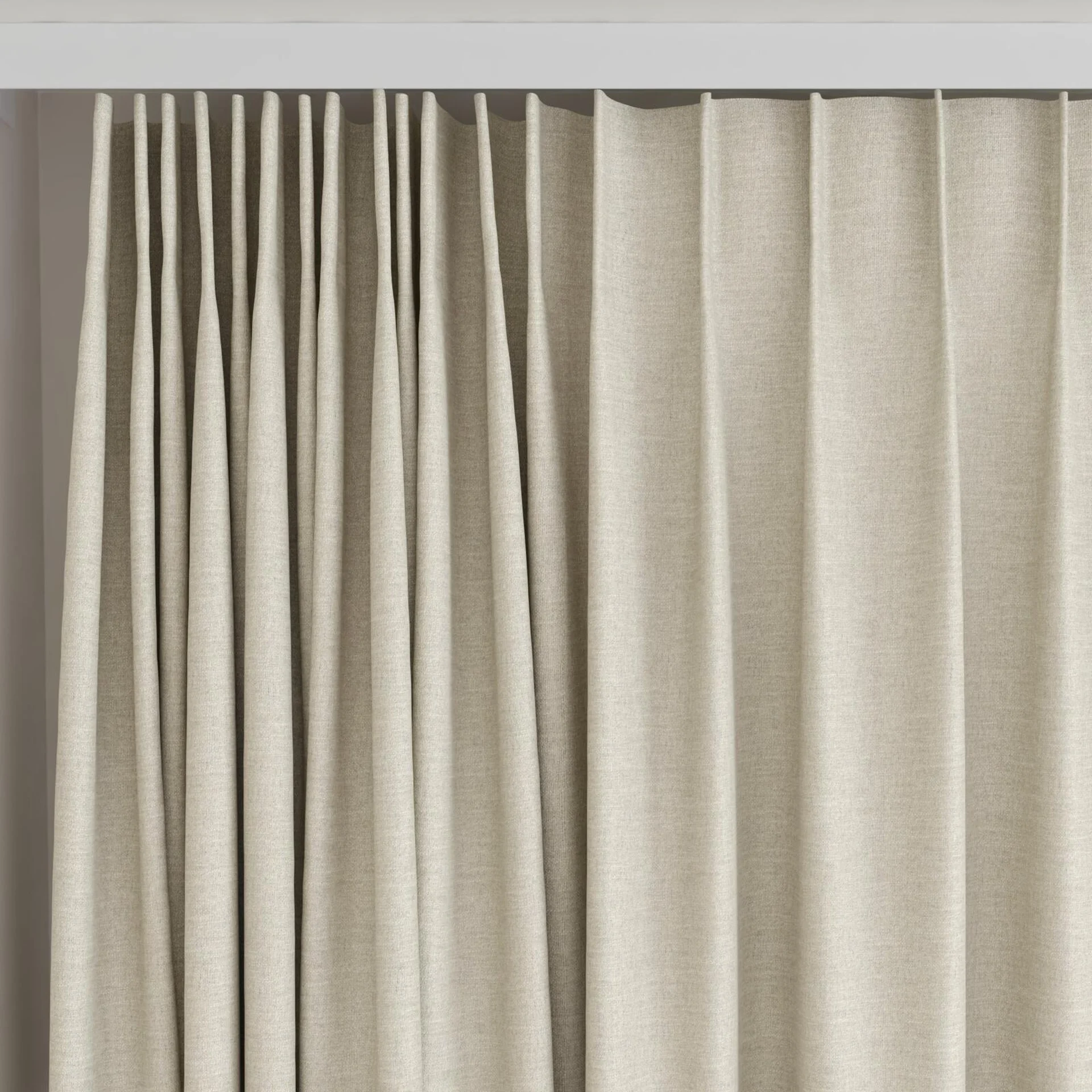 Top view of Casual Whisper, on curtain rail
