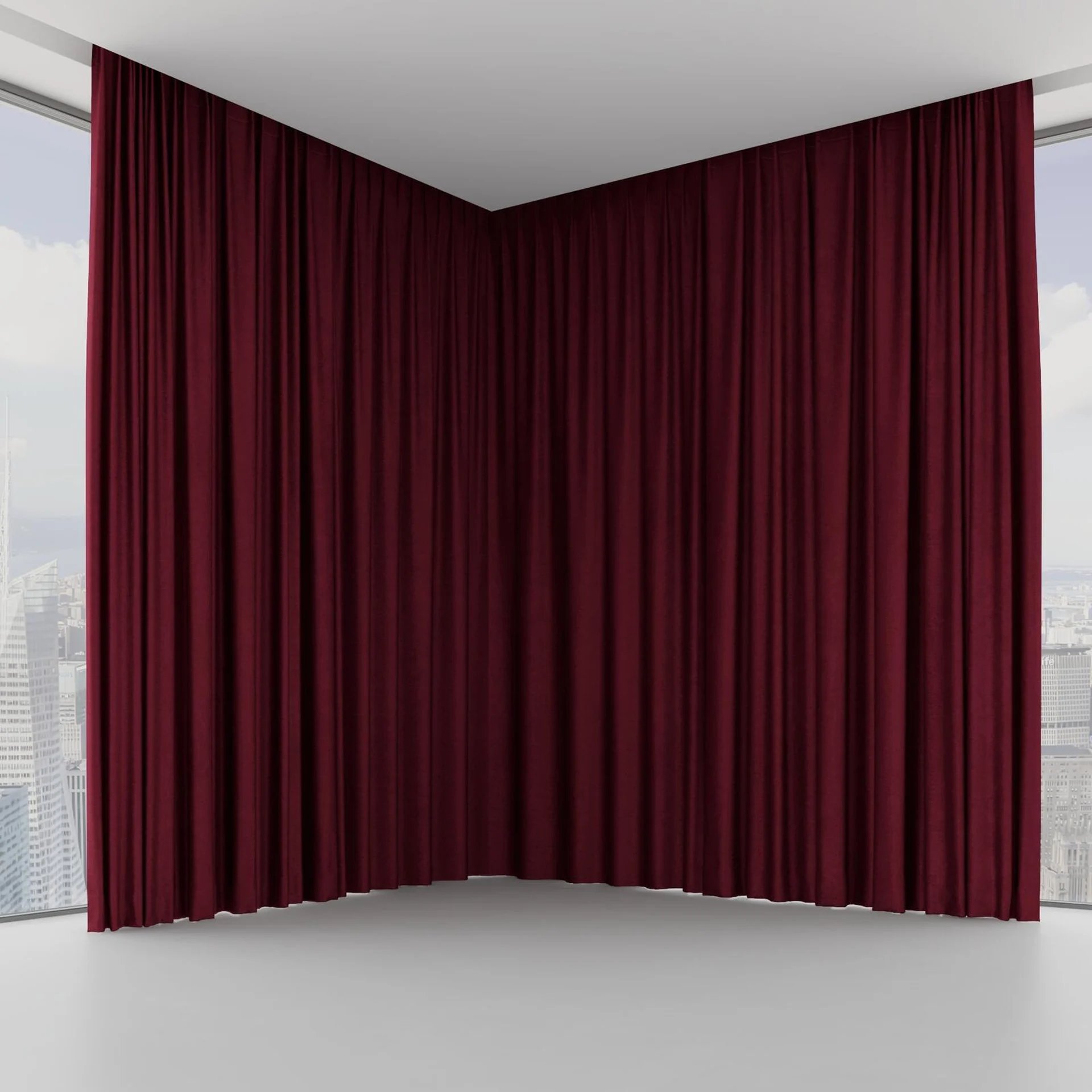 Front view of Hug Burgundy, on hidden rail