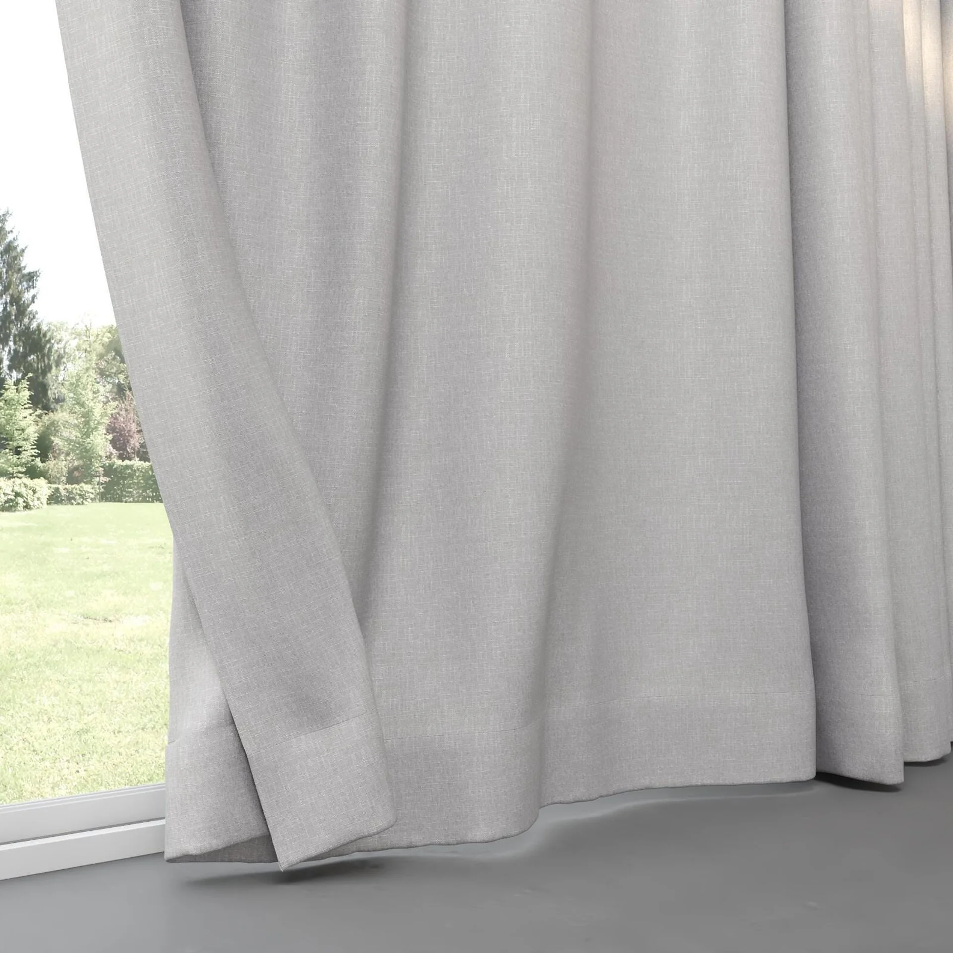Bottom view of Retreat Blackout Stone, pinch pleat