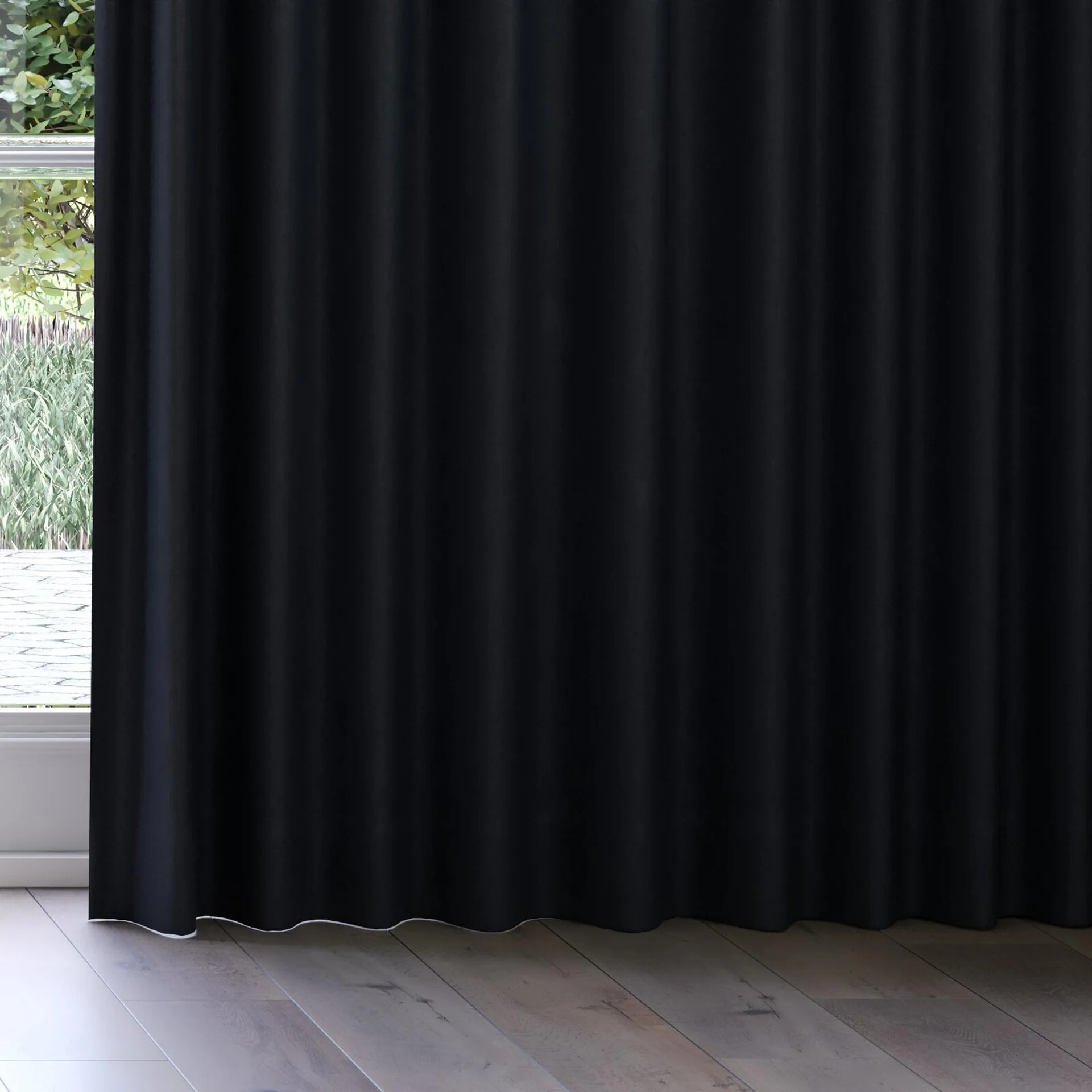 Bottom view of Luxo Onyx, on curtain rail