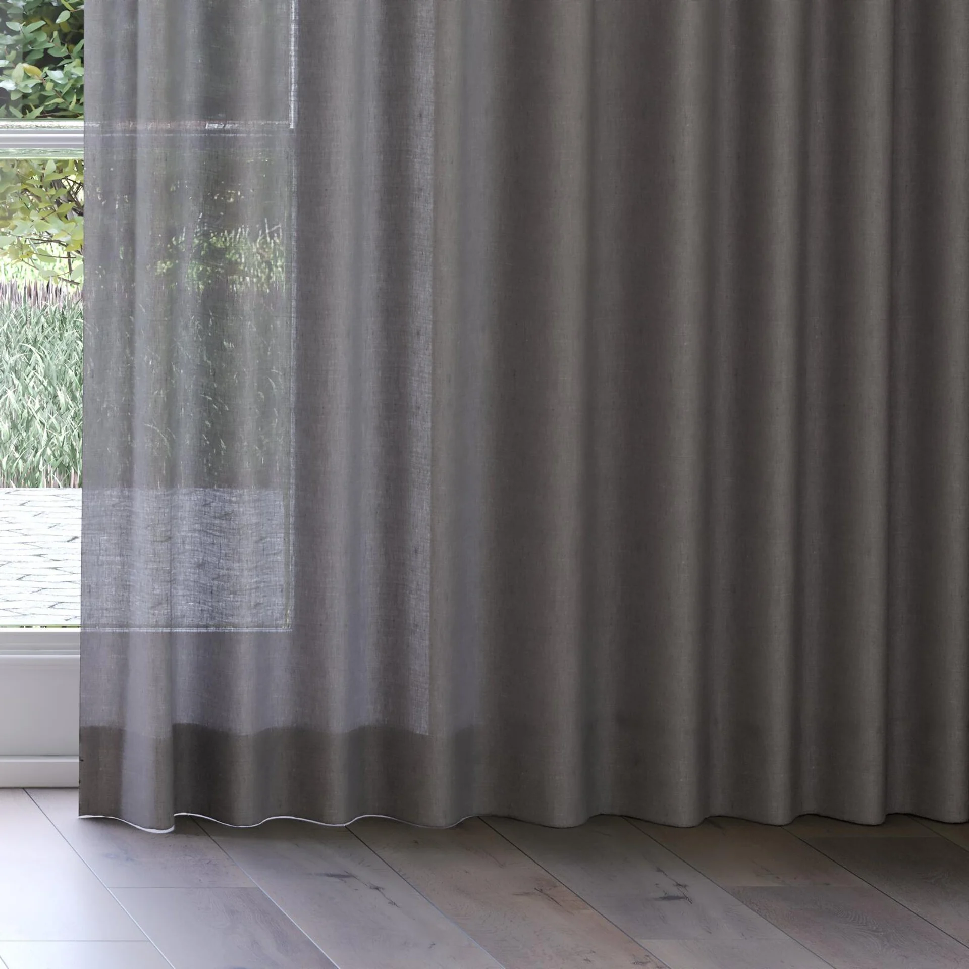 Bottom view of Balance Shadow, on curtain rail
