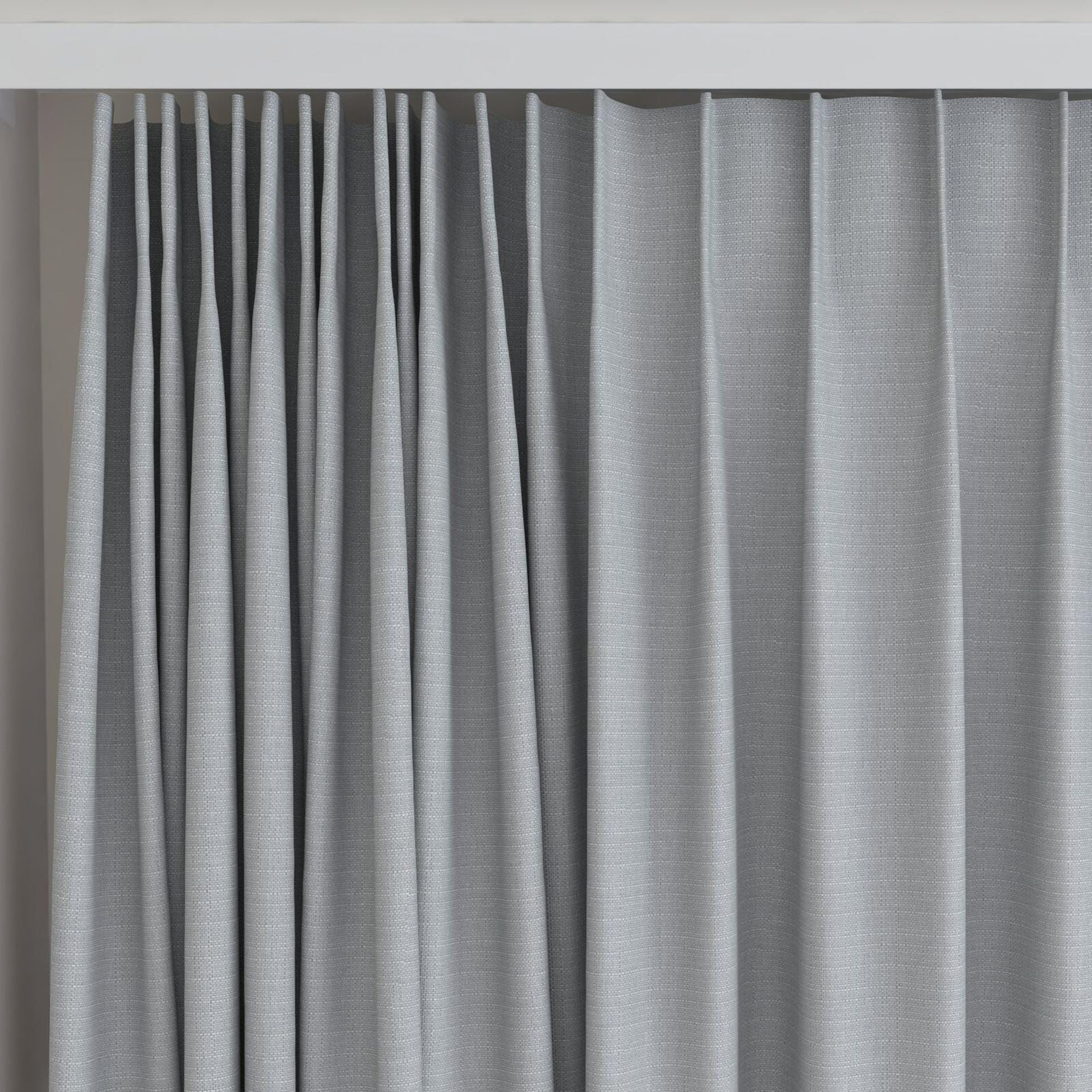 Top view of Darkness Silver, on curtain rail