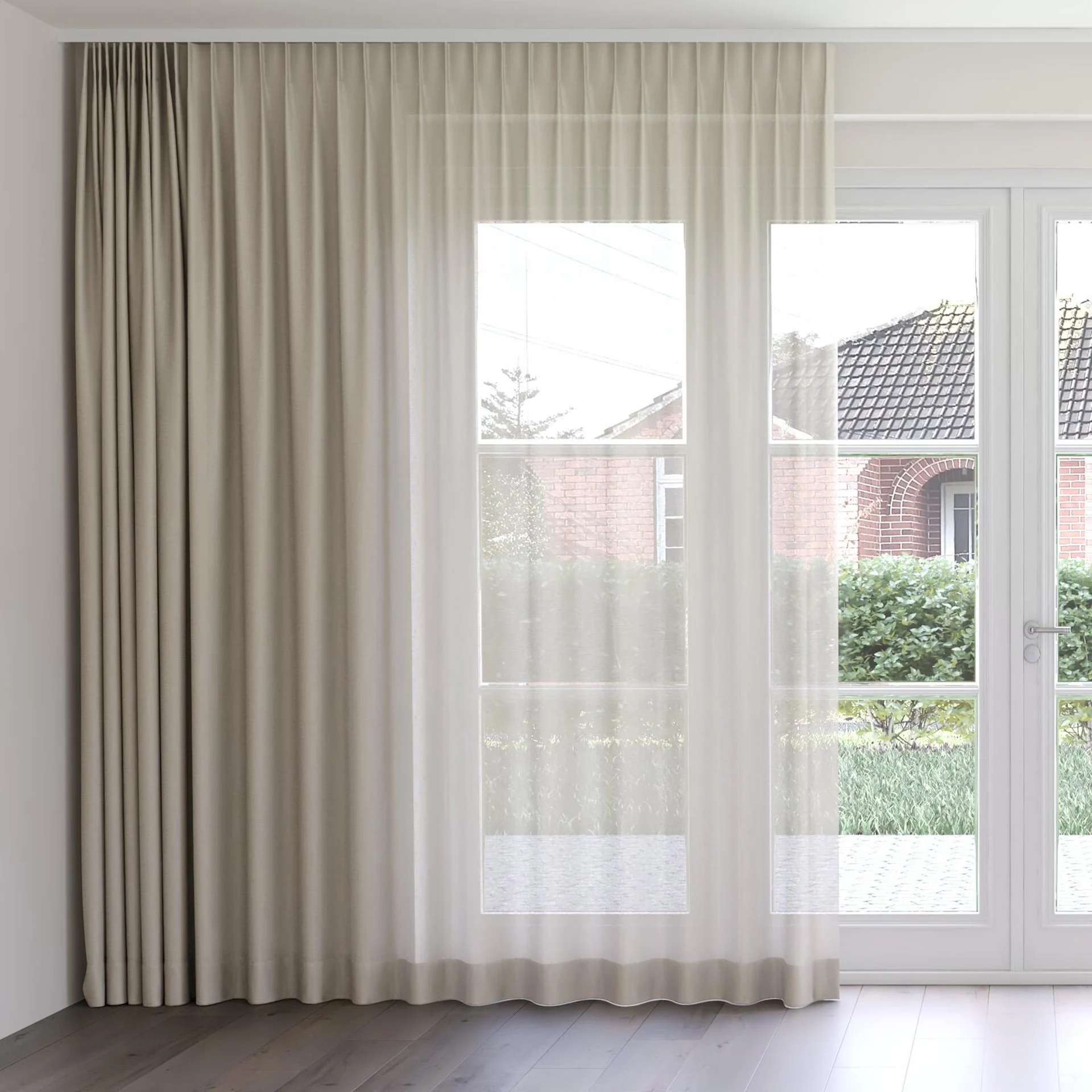 Front view of Kyoto Pebble, on curtain rail