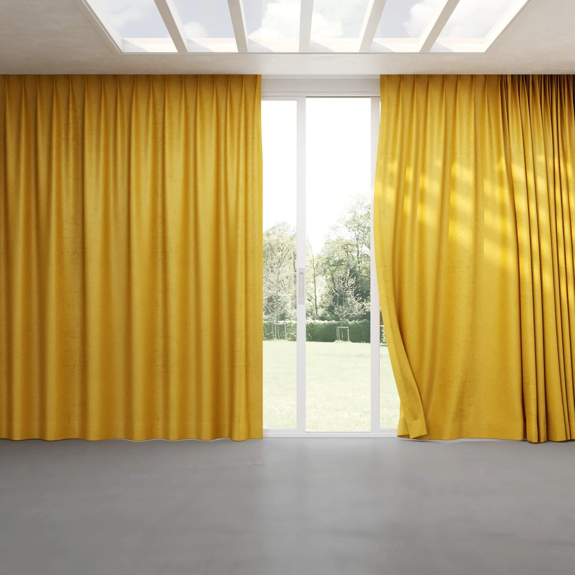 Full view of Lambada Mimosa, pinch pleat