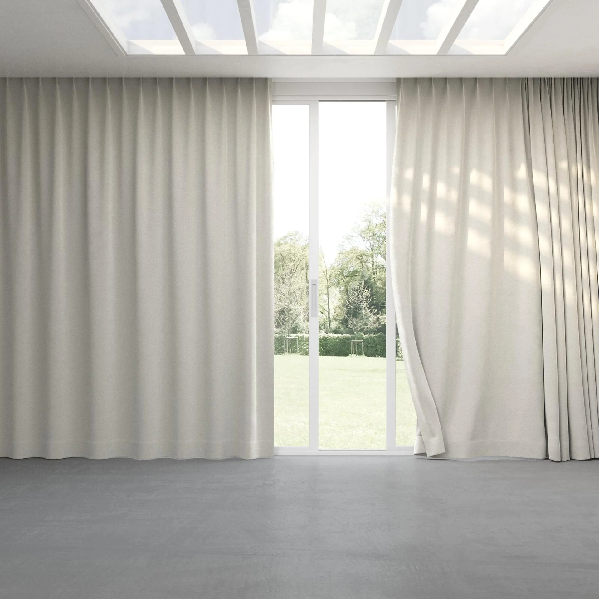 Full view of Velvelux Sterling, pinch pleat