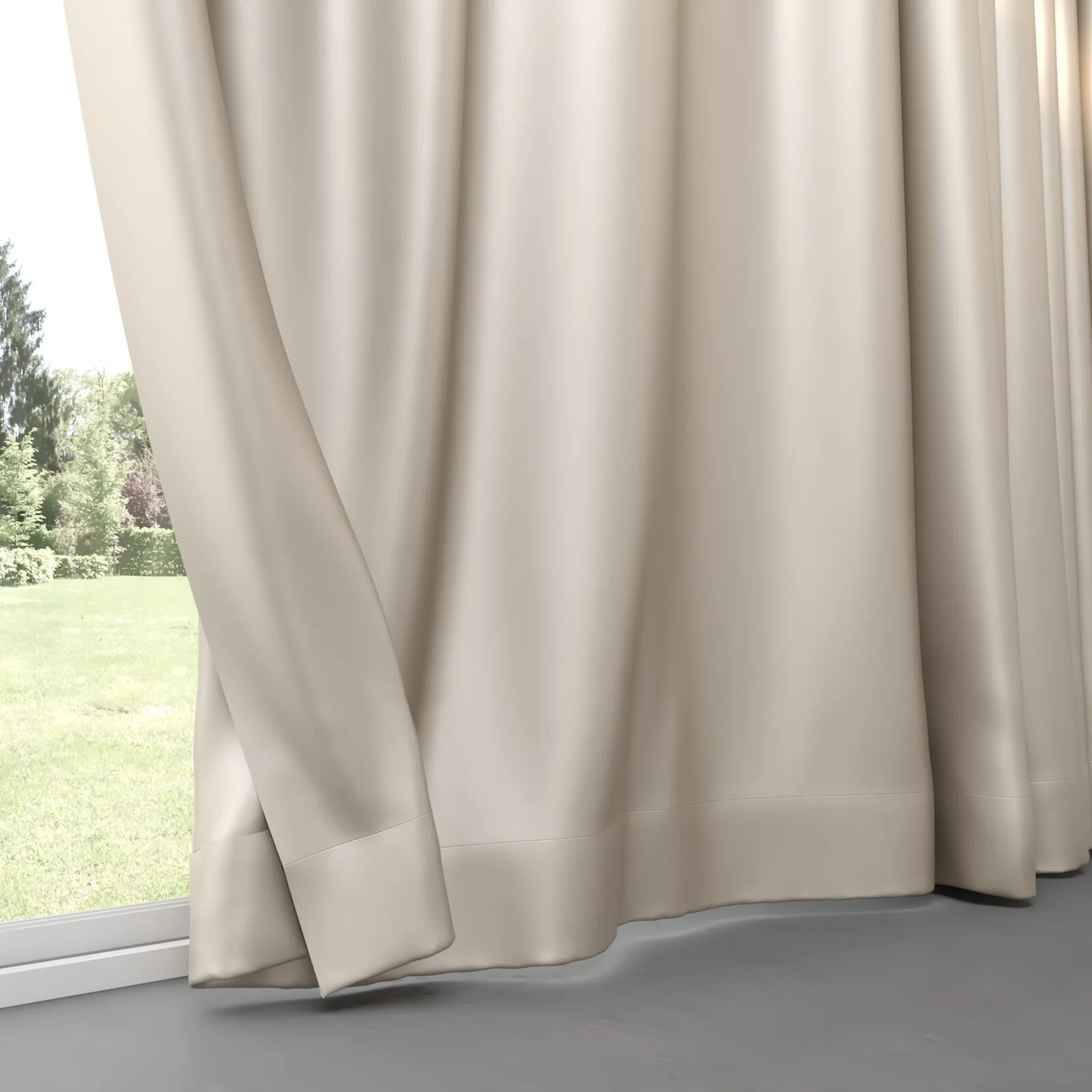Bottom view of Moonbeam Topiaca, pinch pleat