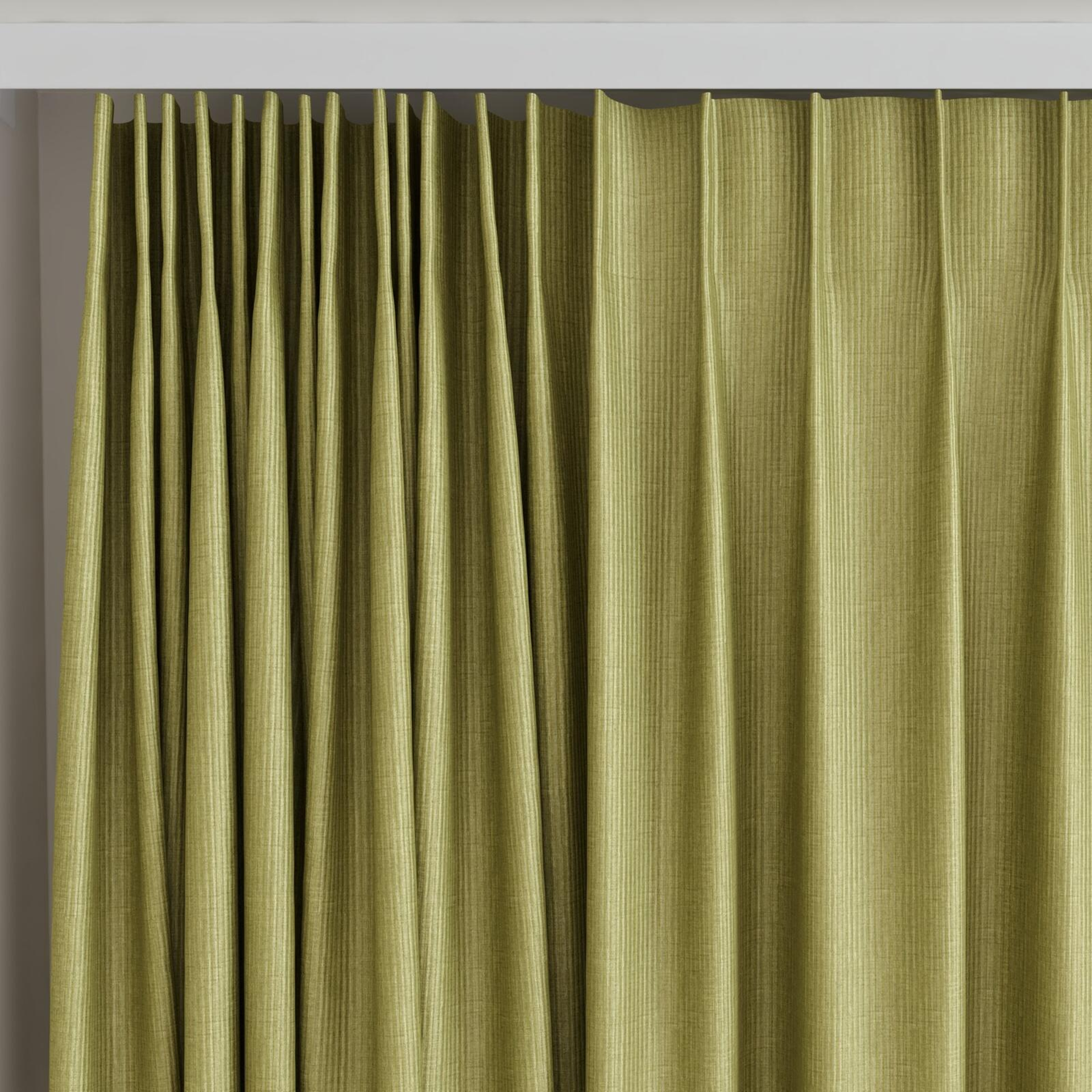 Top view of Hombre Moss, on curtain rail