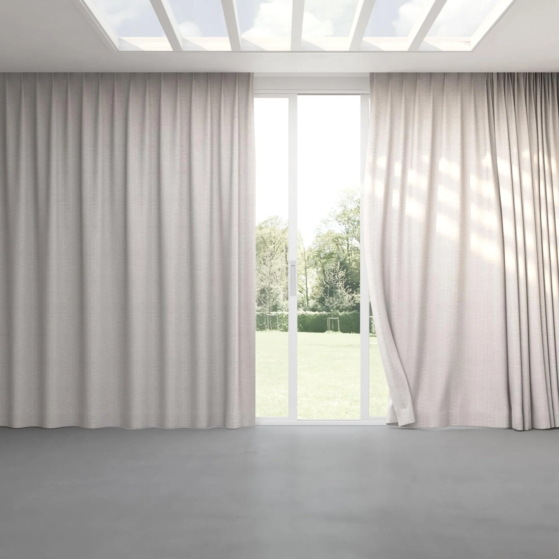 Full view of Iconic Birch, pinch pleat