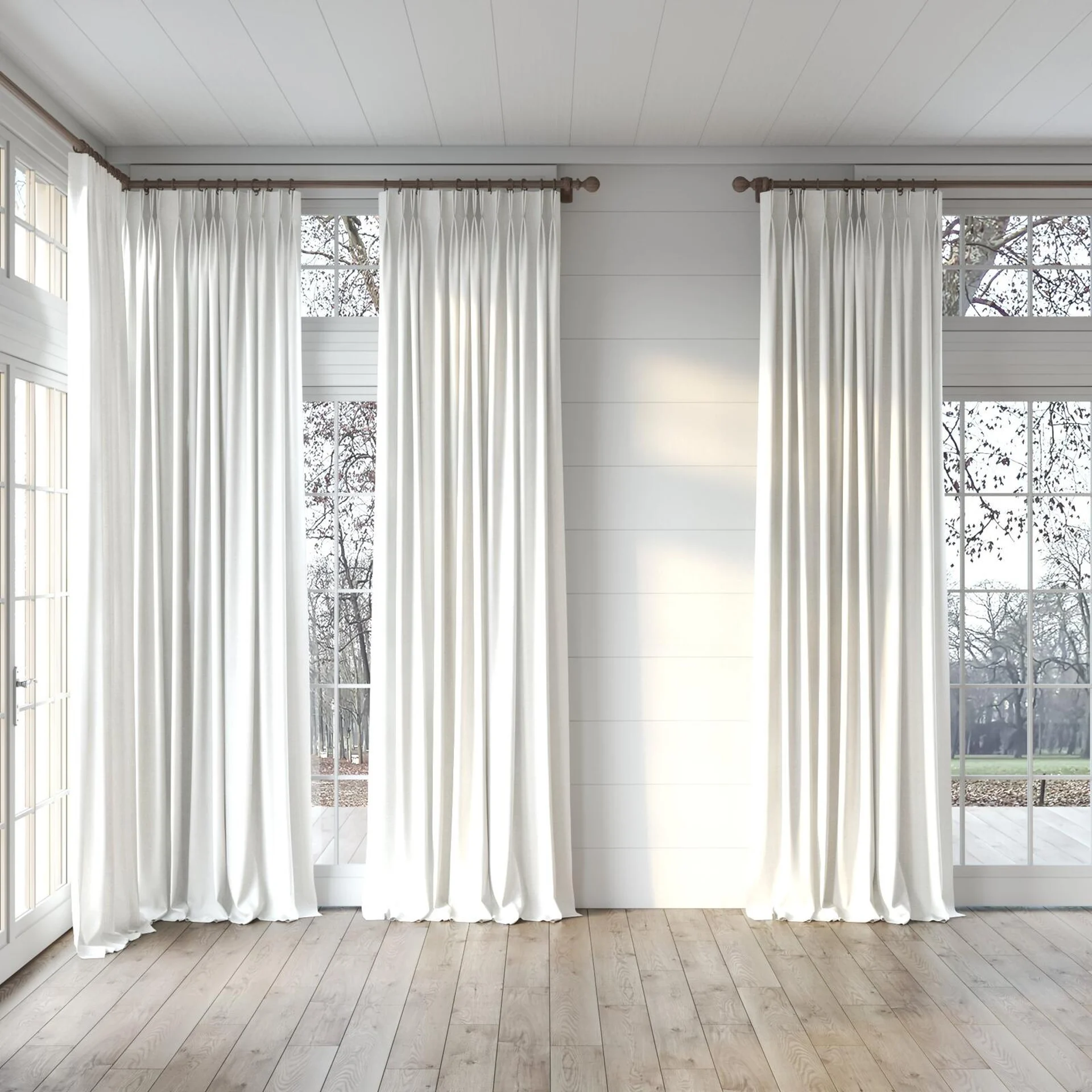 Full view of Chatham Sail, puddled, on curtain rod