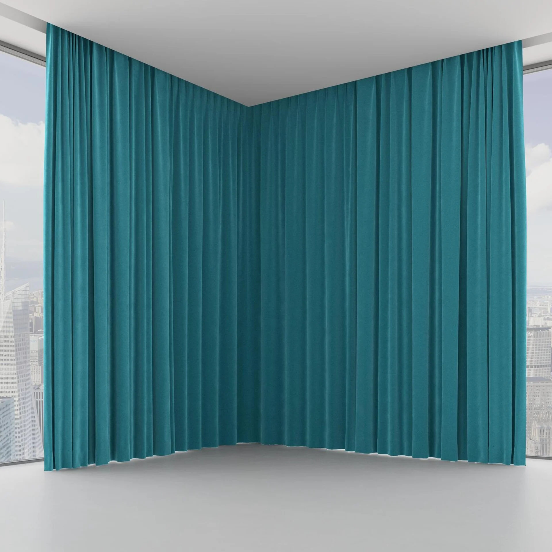 Front view of Moon Teal, on hidden rail