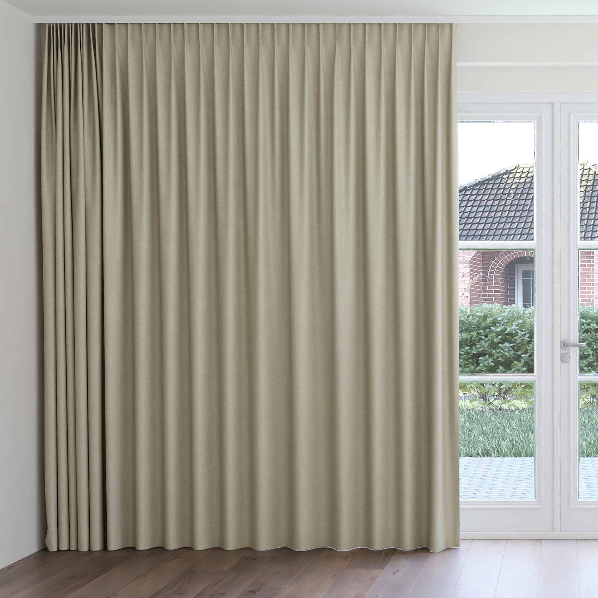 Front view of Casual Cement, on curtain rail