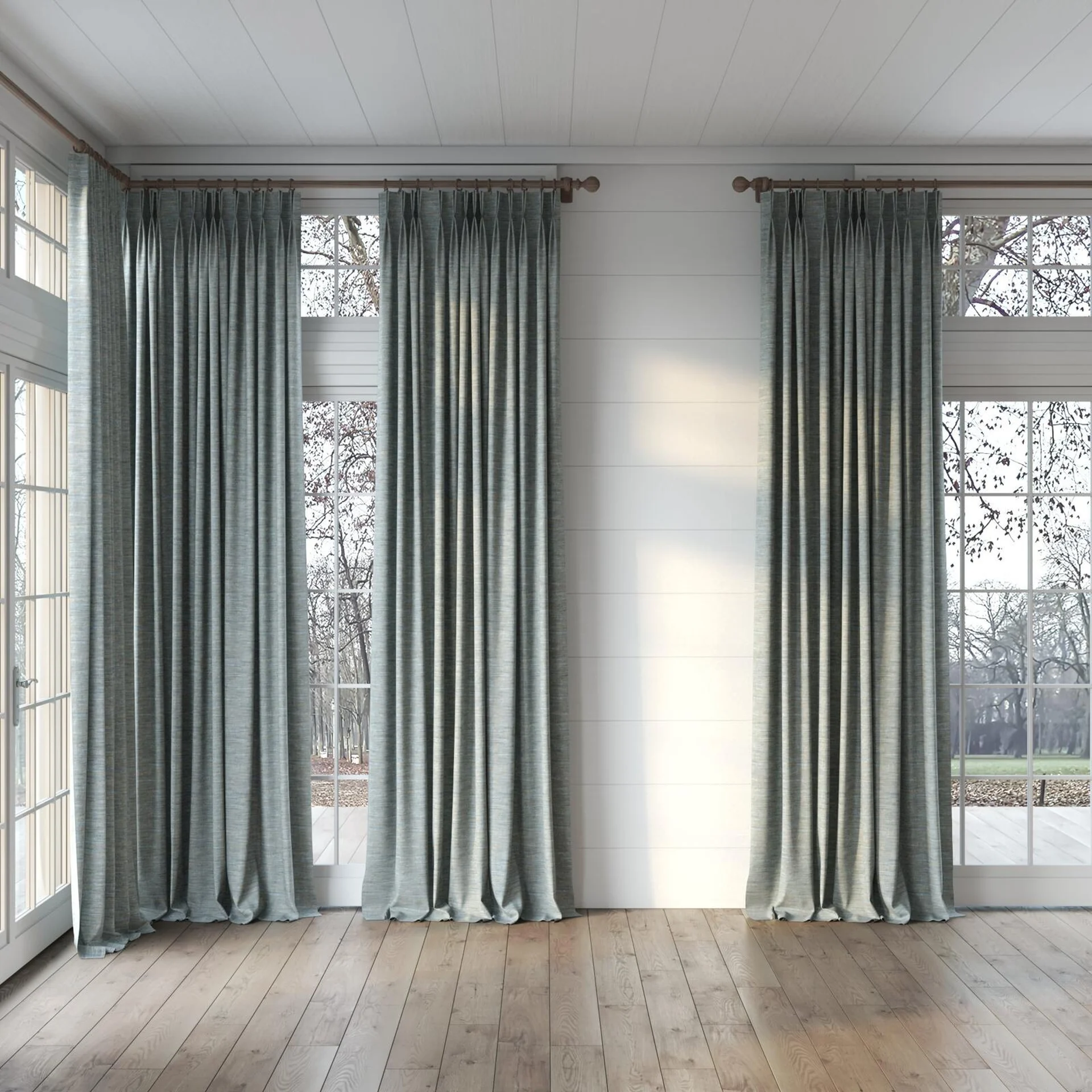 Full view of Venus Fountain, puddled, on curtain rod