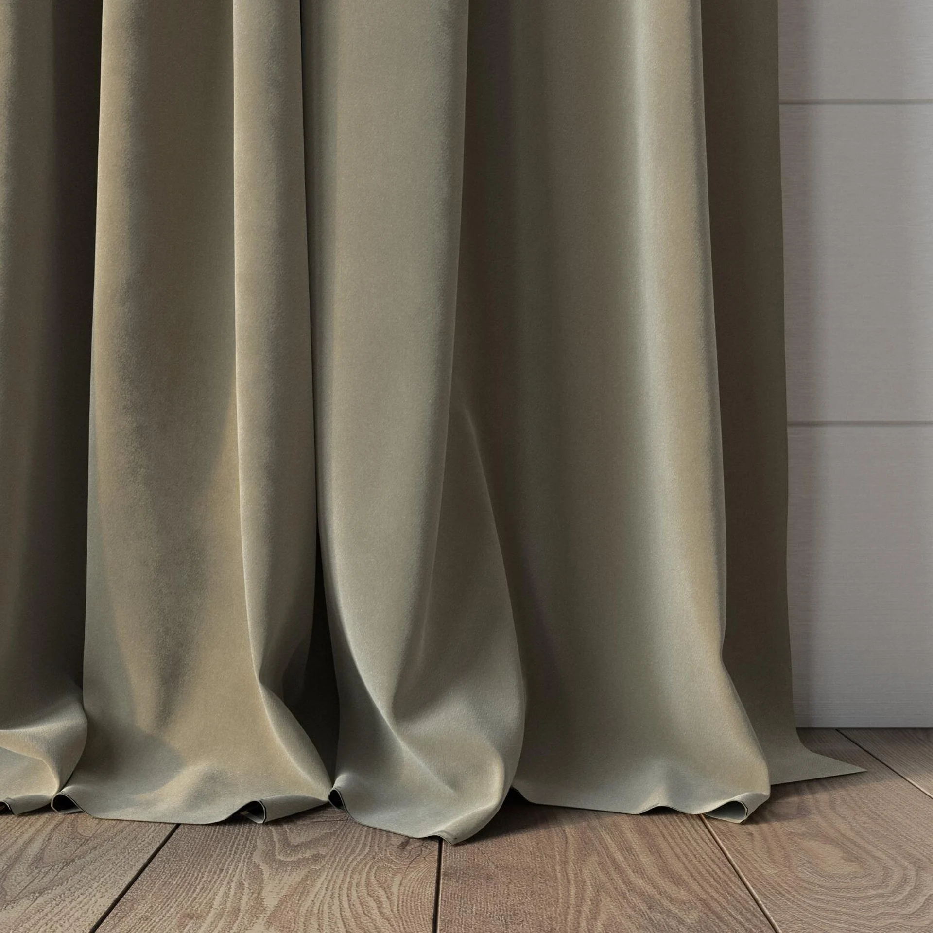 Bottom view of Vienna Oyster, puddled, on curtain rod