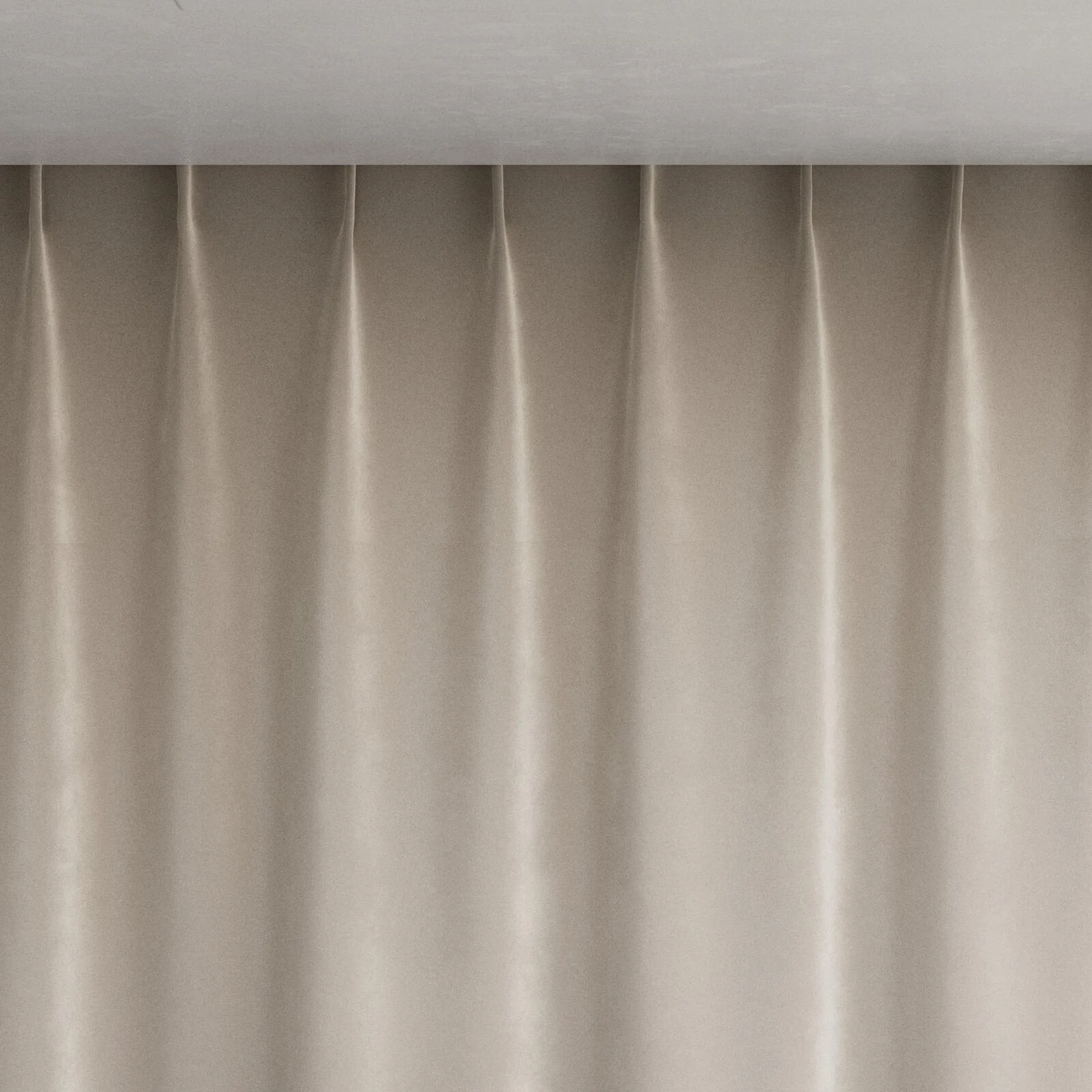 Top view of Velvelux Stucco, pinch pleat