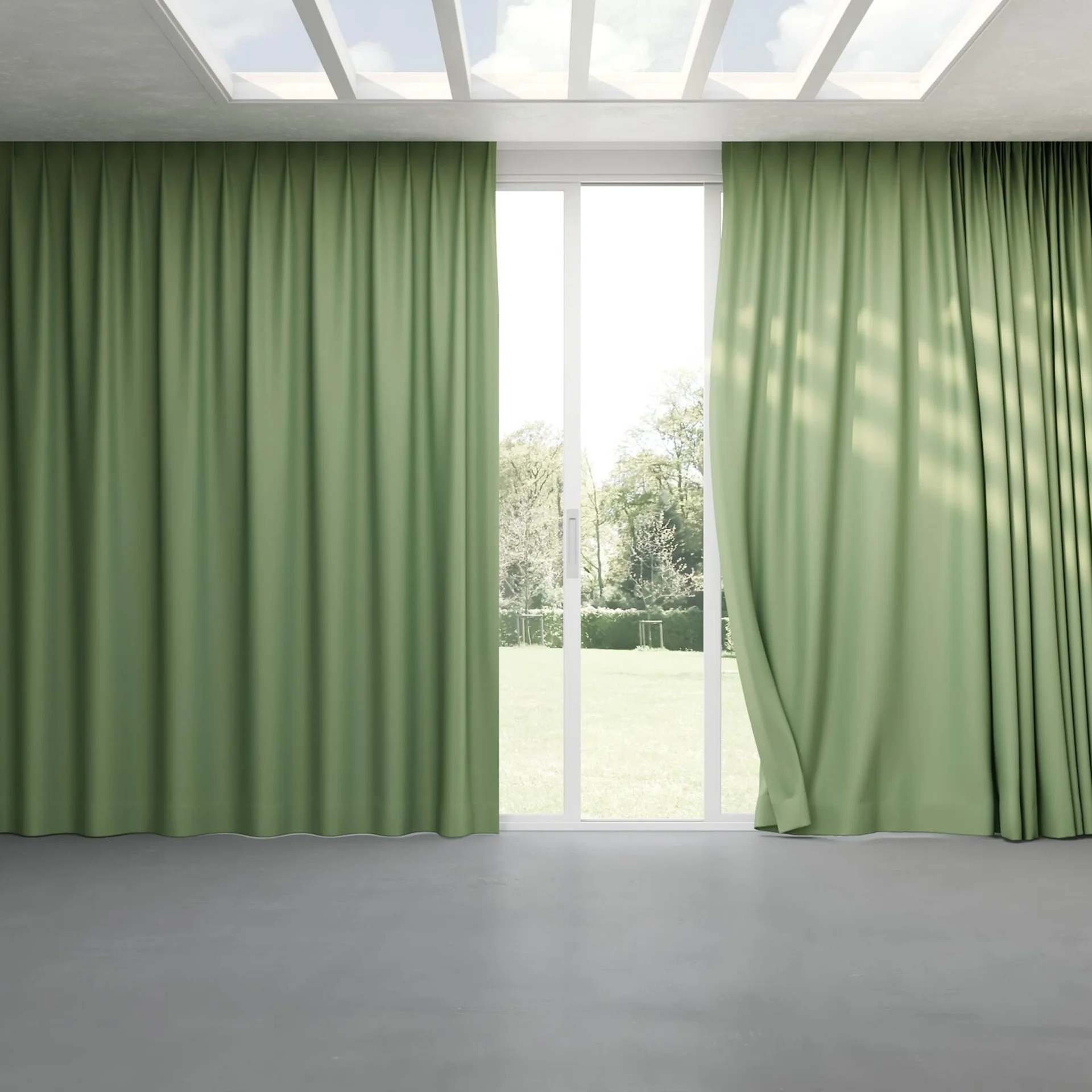 Full view of Blockbuster Basil, pinch pleat
