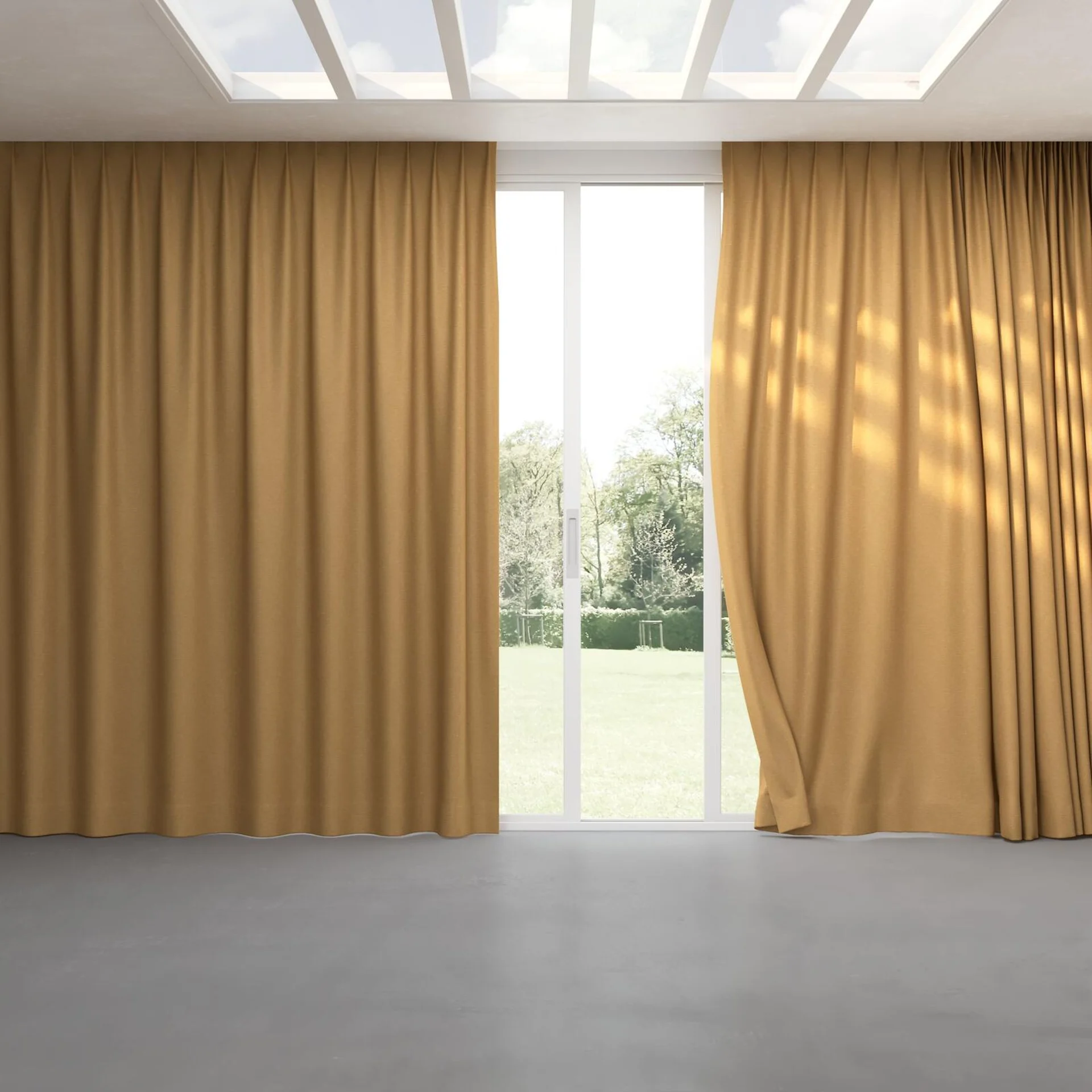 Full view of Colourwash Eco Butterscotch, pinch pleat