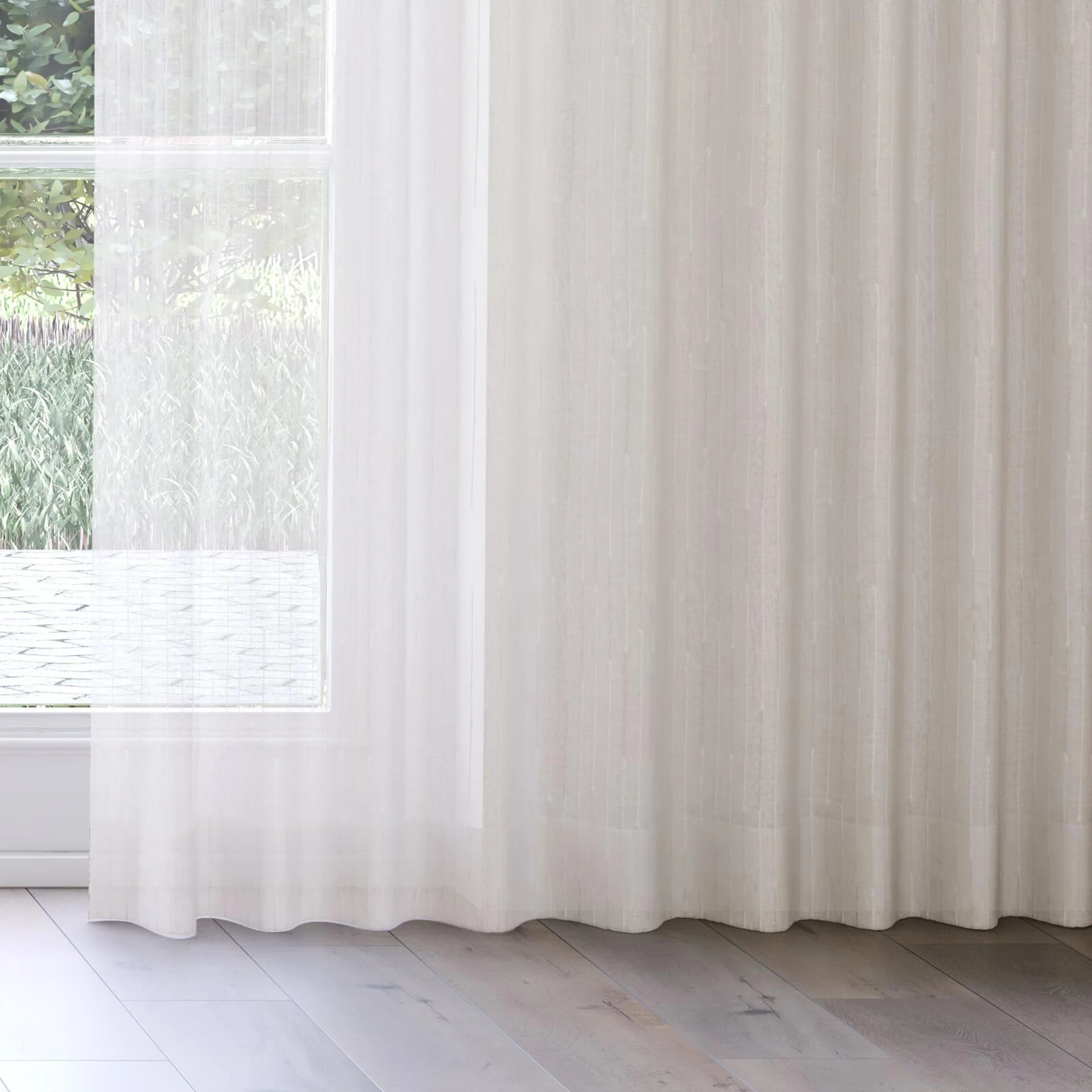 Bottom view of Salento Whitewash, on curtain rail