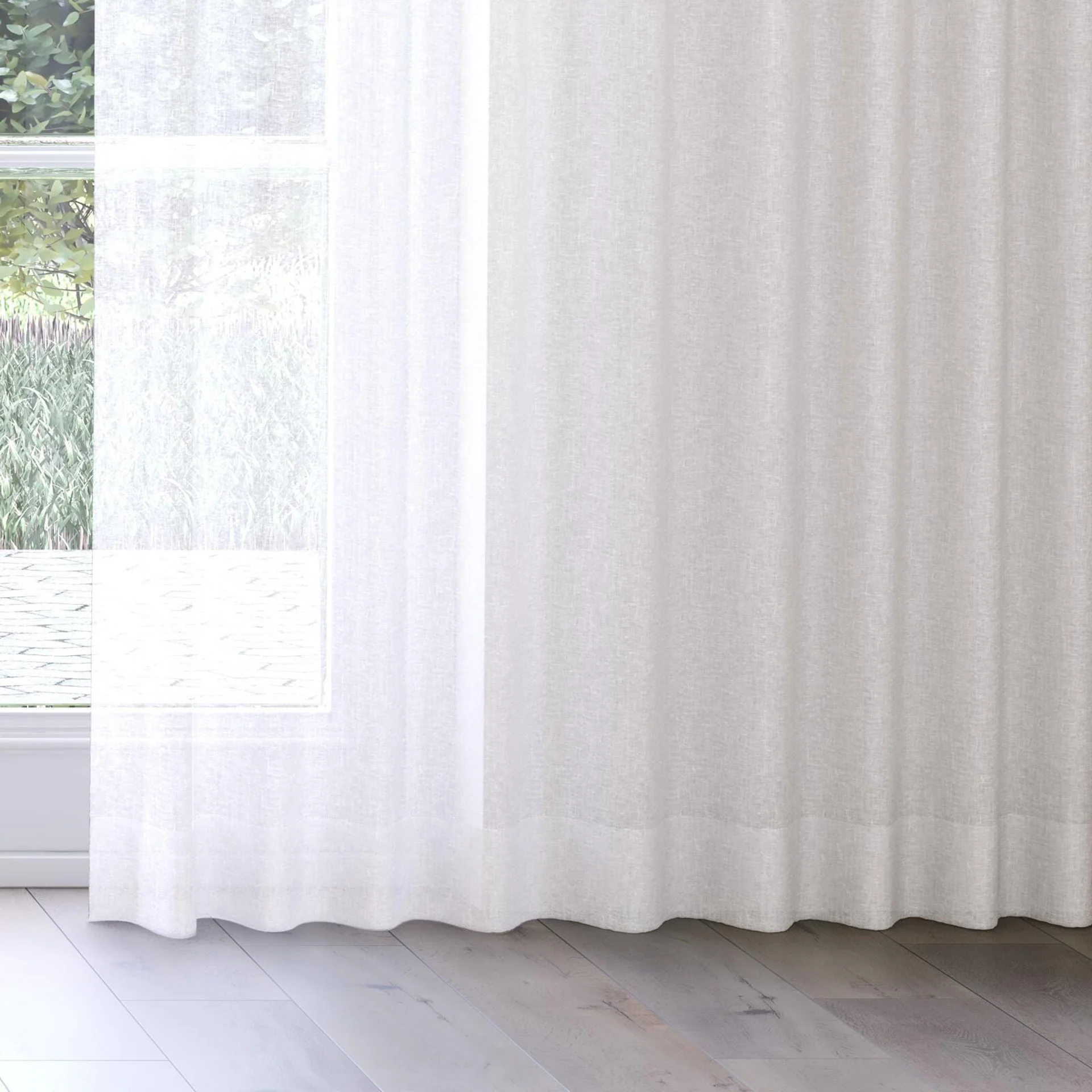 Bottom view of Lino Whitewash, on curtain rail